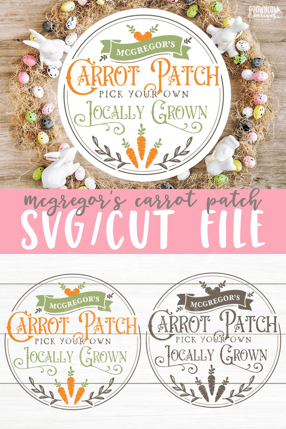 Farmhouse Carrot Patch Easter Round Sign SVG/Cut File