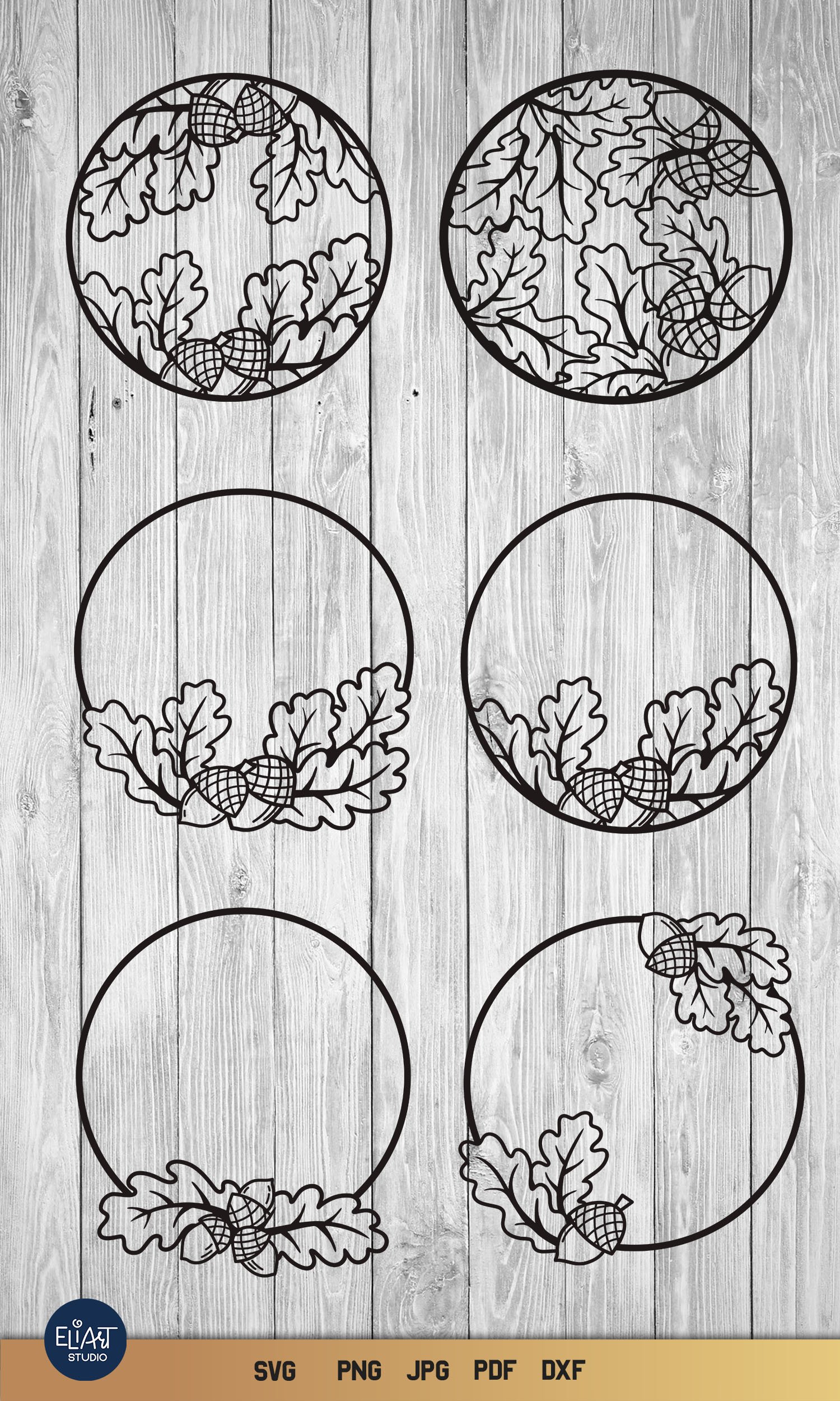 Oak Frame SVG Bundle | Fall SVG Monogram Frame