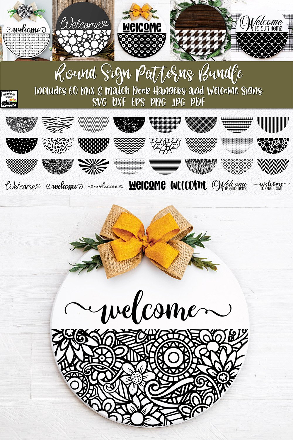 Door Hanger SVG Bundle - Round Sign Patterns