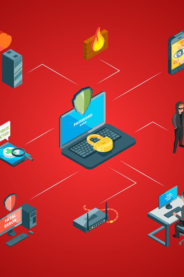 Vector isometric data and computer safety icons (846862)