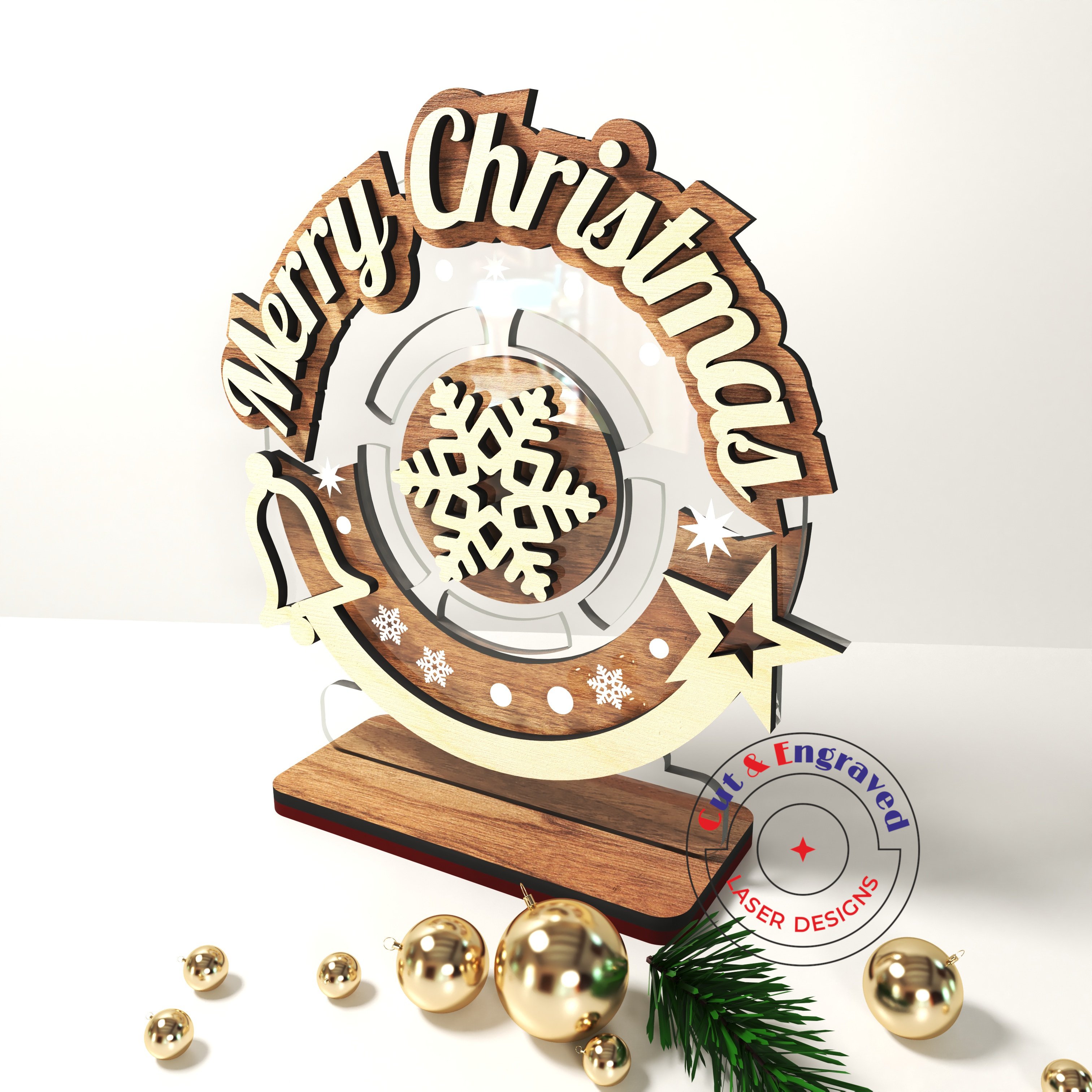 Christmas greetings ornament, New Year. ready.