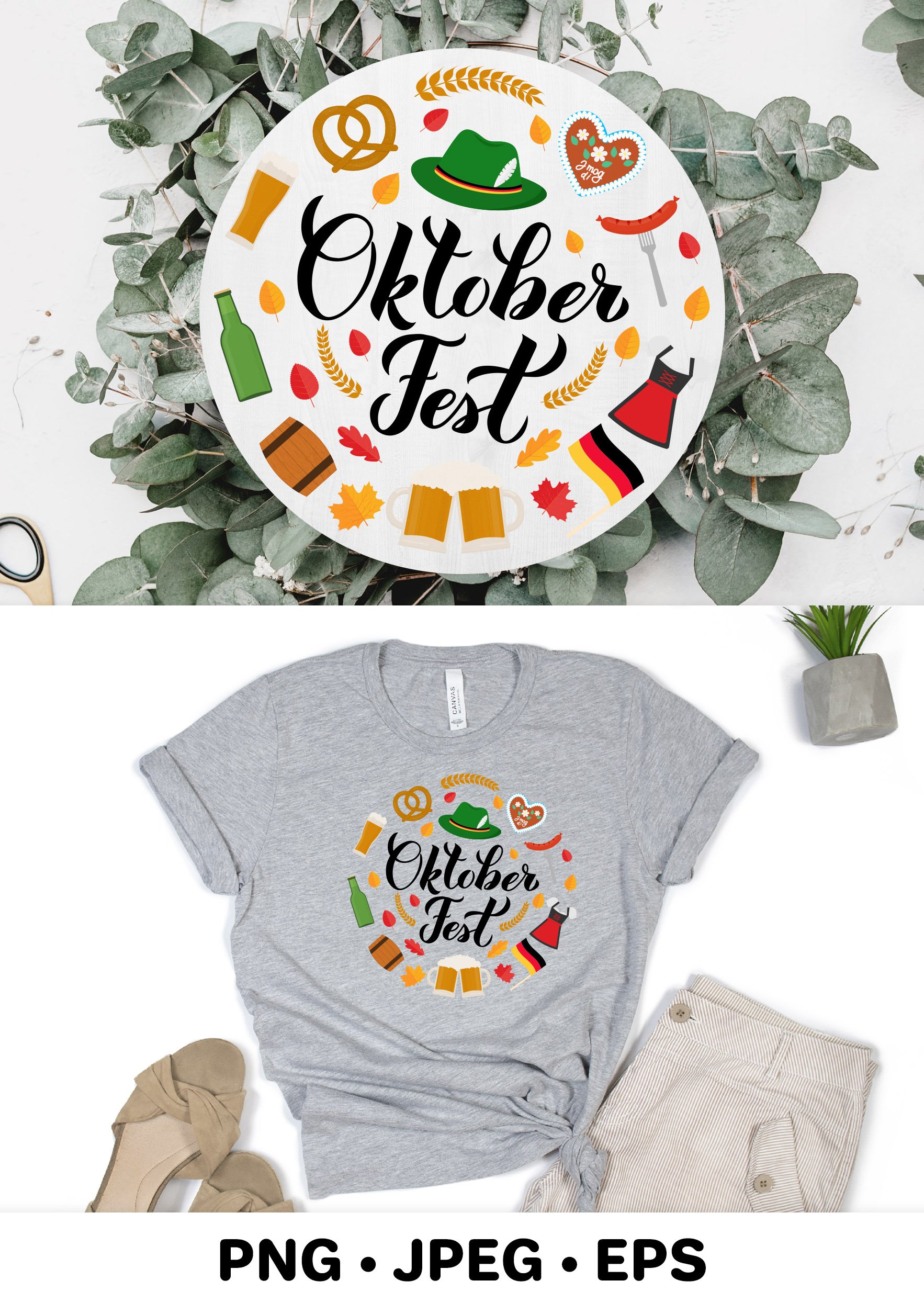 Oktoberfest round sign. Beer festival. Sublimation design