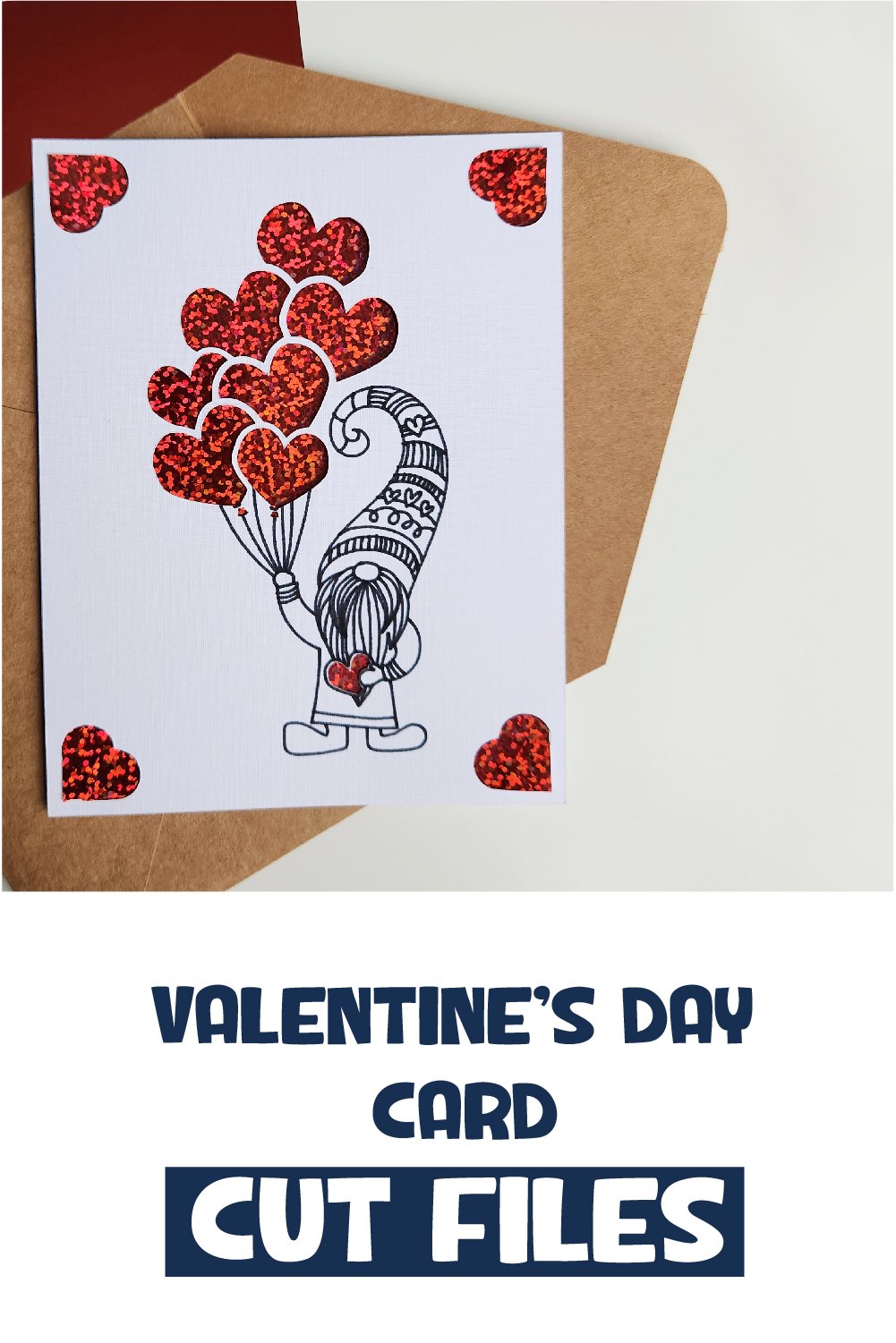 Valentine Gnome Insert Card | Valentines Day Card SVG Design