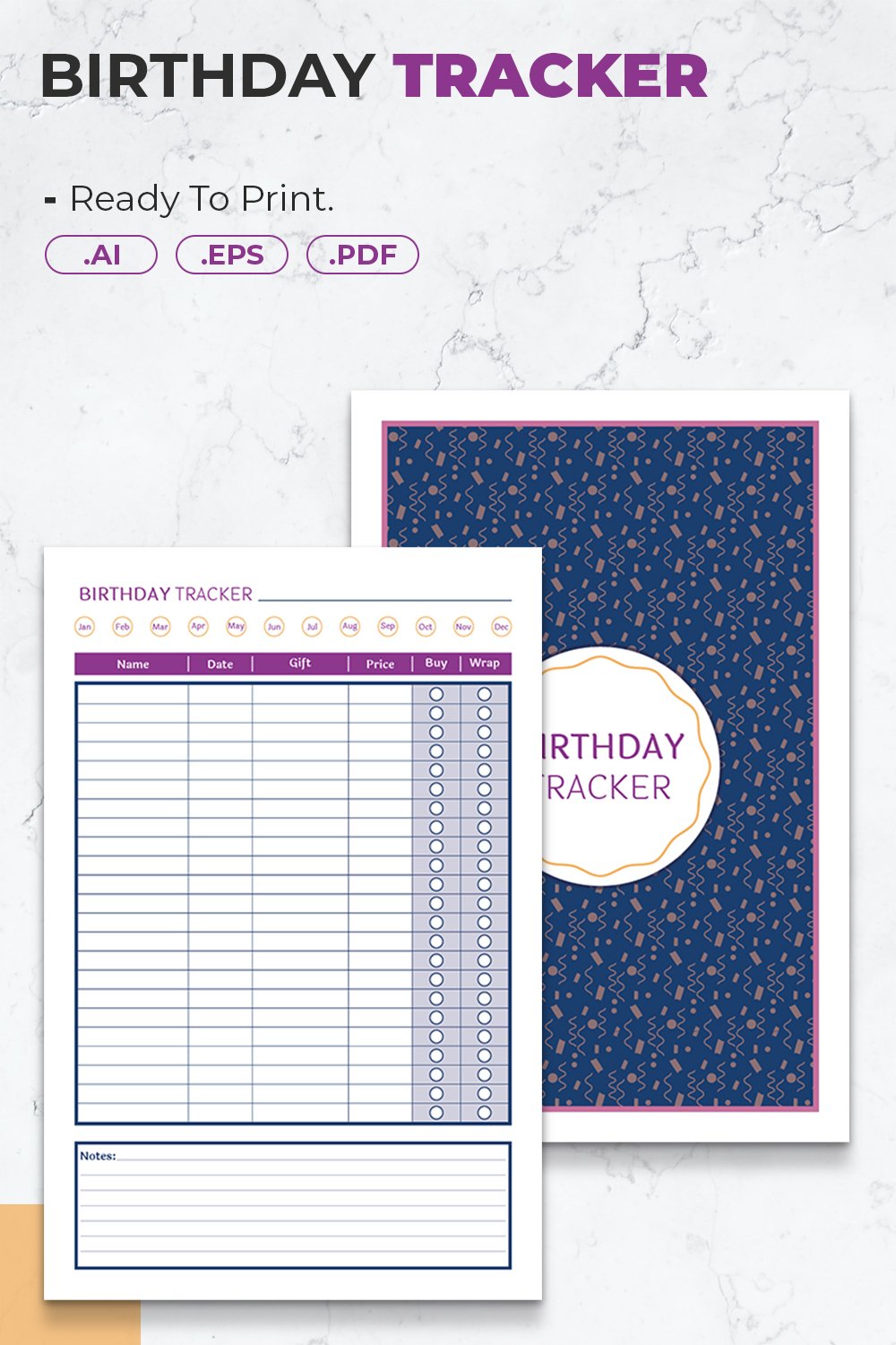 Birthday Tracker | Printable Template (2374919)