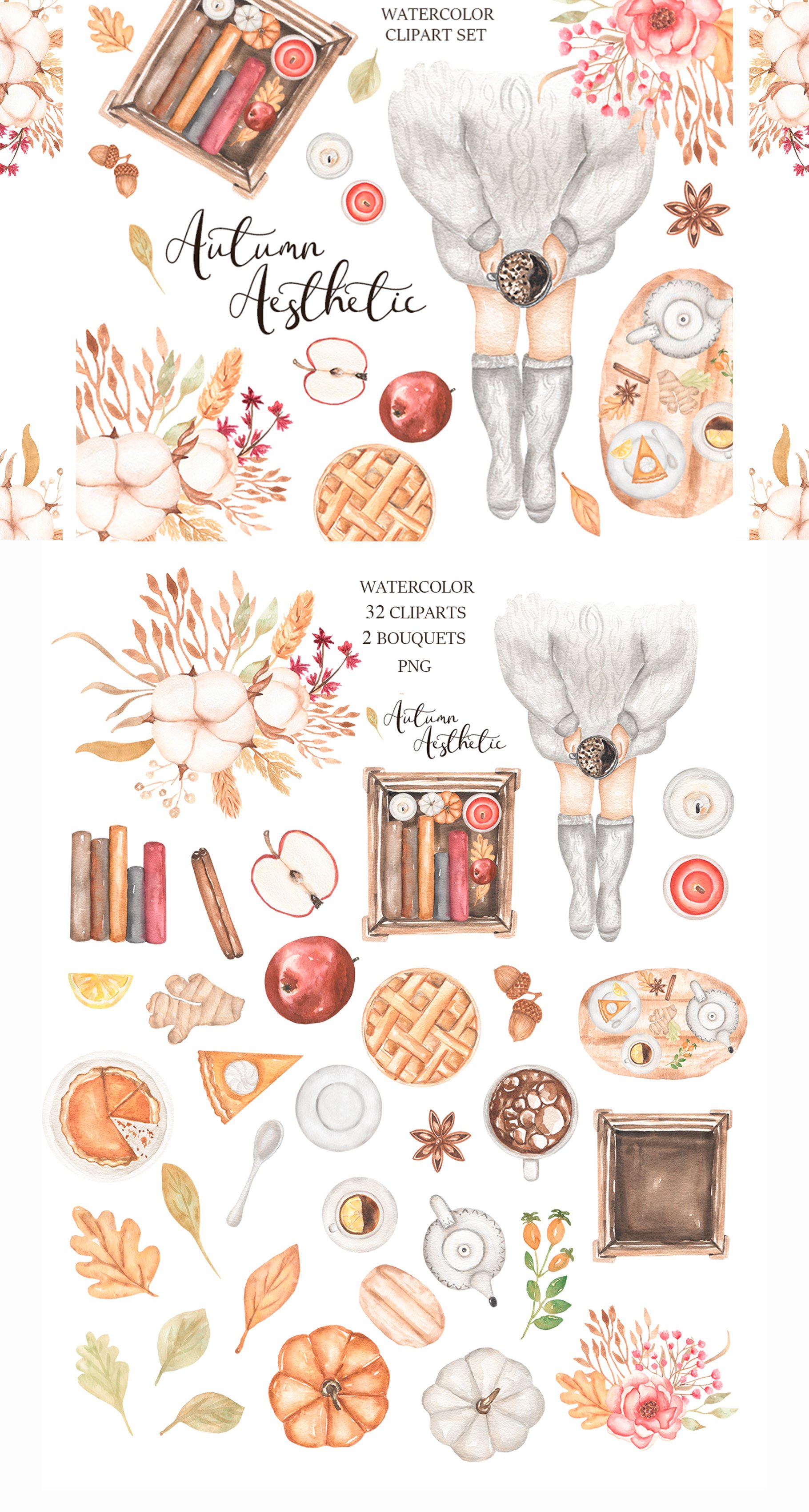 watercolor-autumn-aesthetic-clipart-set