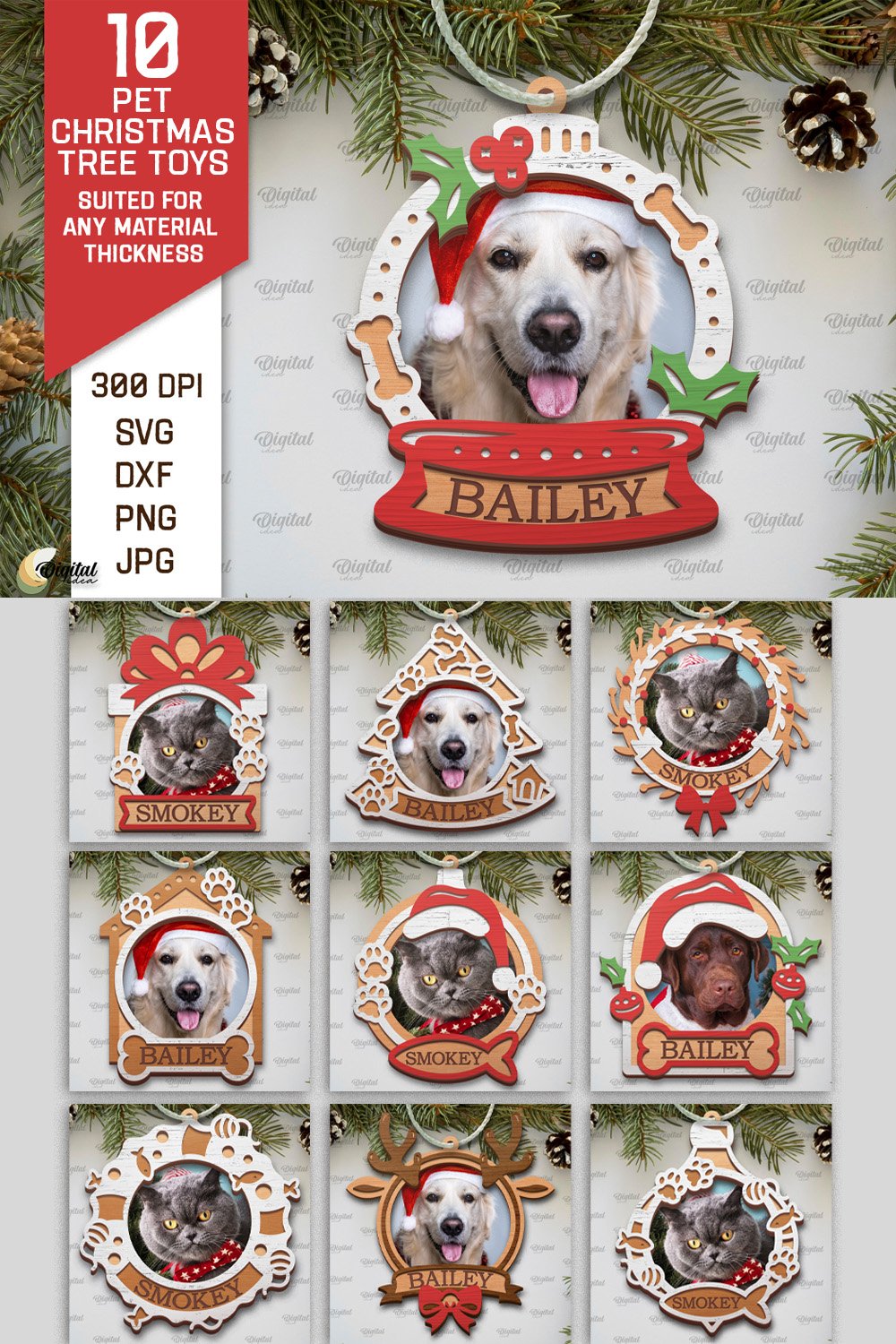 Pets Christmas Ornaments Laser Cut Bundle. Pet (4568933)