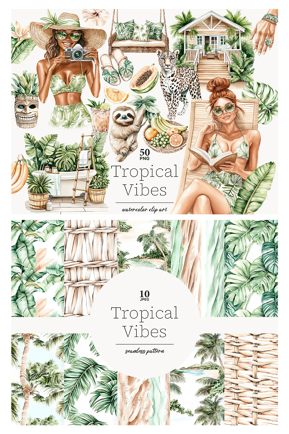 Tropical Clip Art PNG Bundle | Summer Vacation Graphics