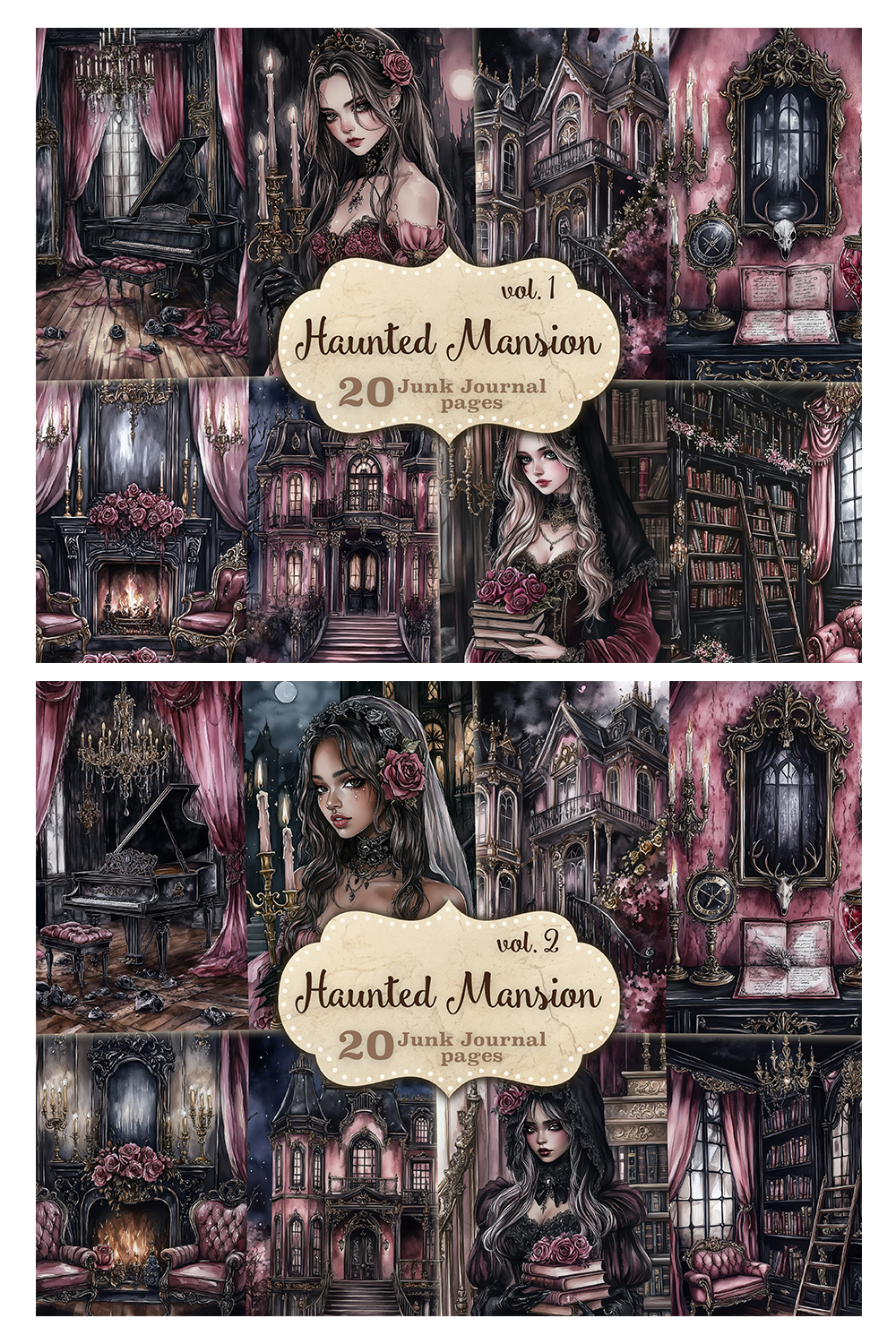 Haunted Mansion Junk Journal Pages | Gothic Halloween Paper