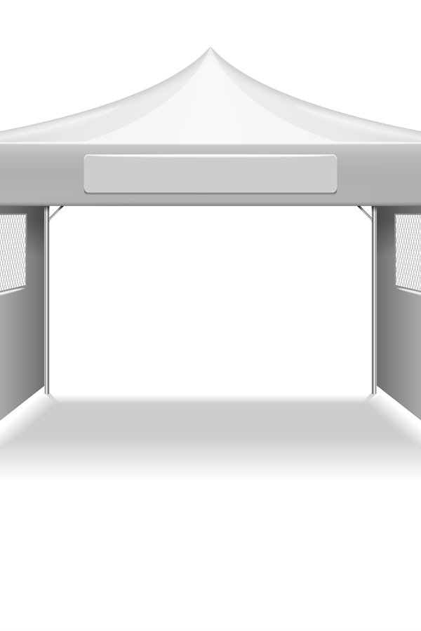 White empty folding tent, marquee vector template