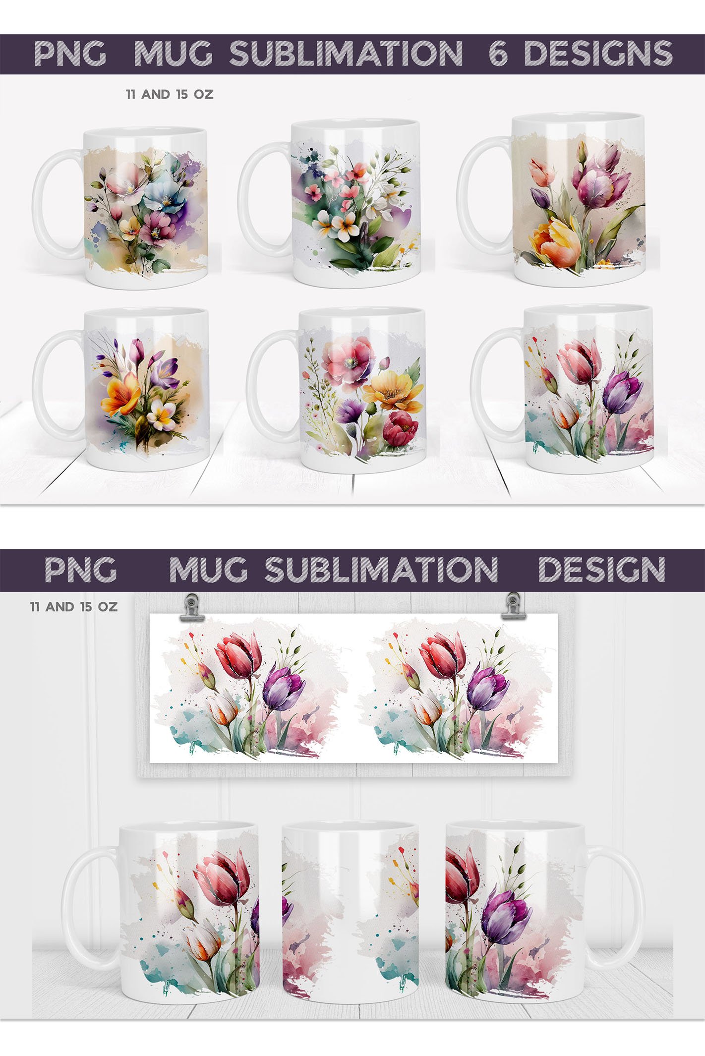 Spring Flowers Mug Bundle | Tulips Mug Sublimation