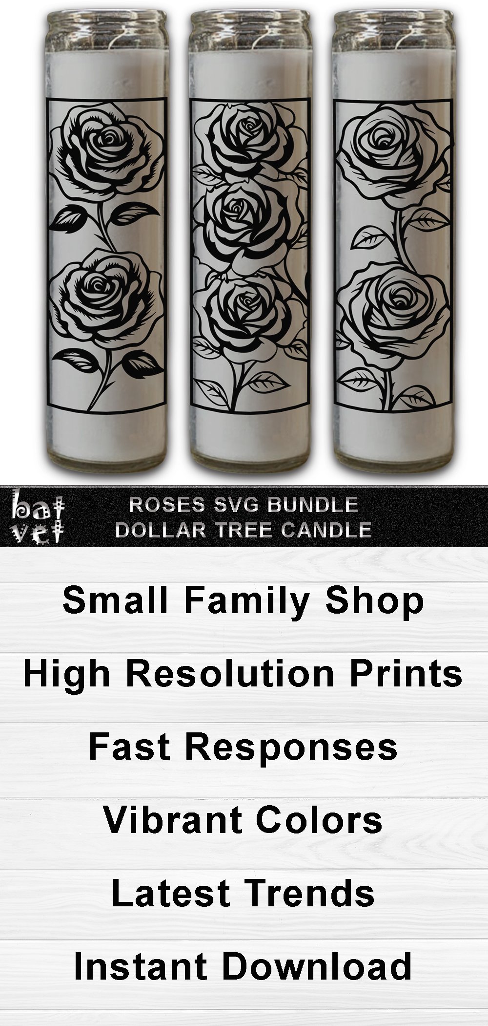 Roses Dollar Tree Candle SVG Cut Files Roses SVG Clip Art