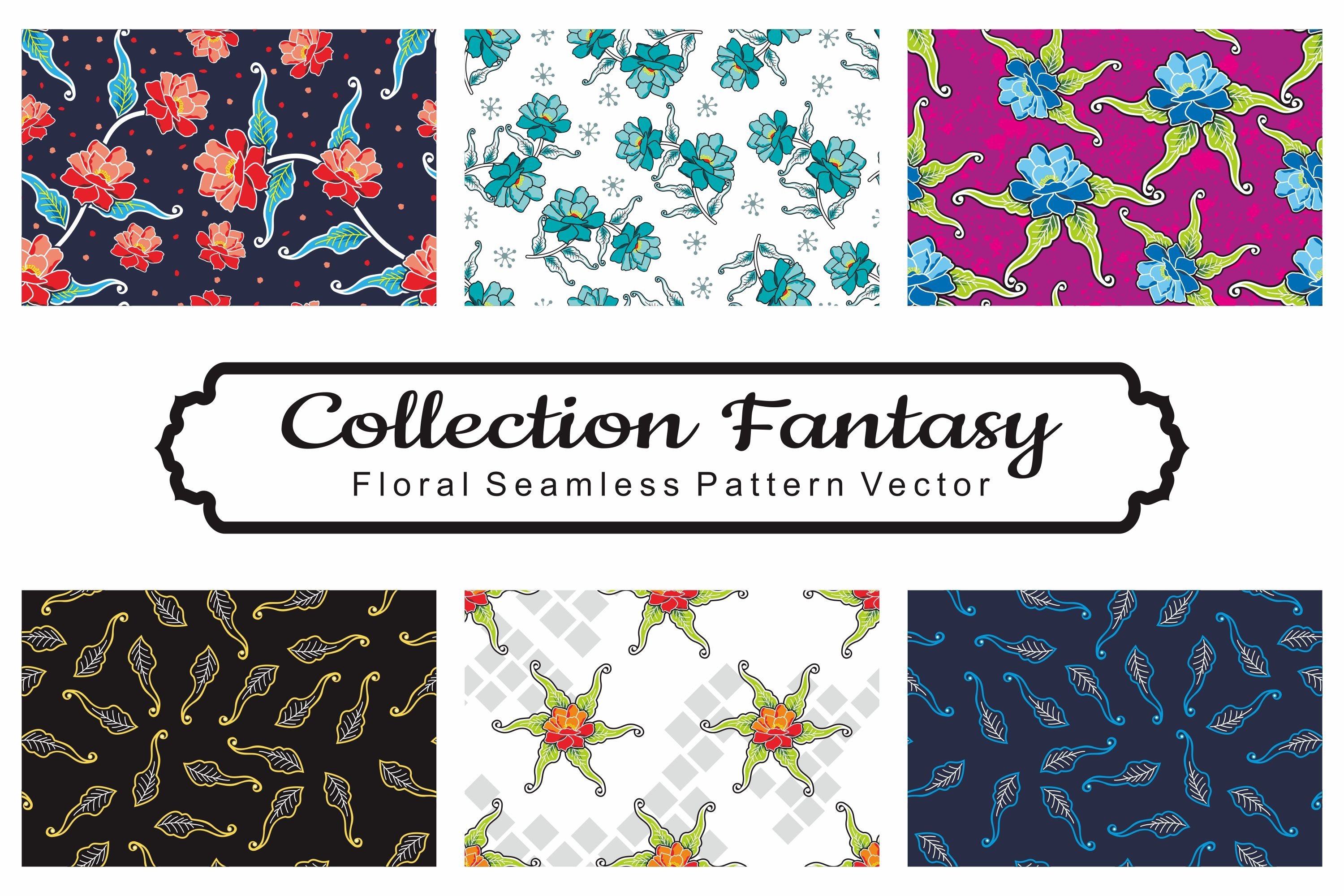 Set Of Fantasy Floral Vector Pattern Vol.7