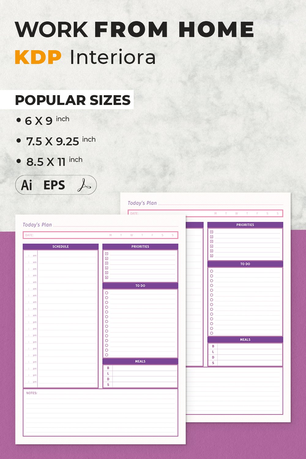 Work from Home Planner KDP Template (2136663)