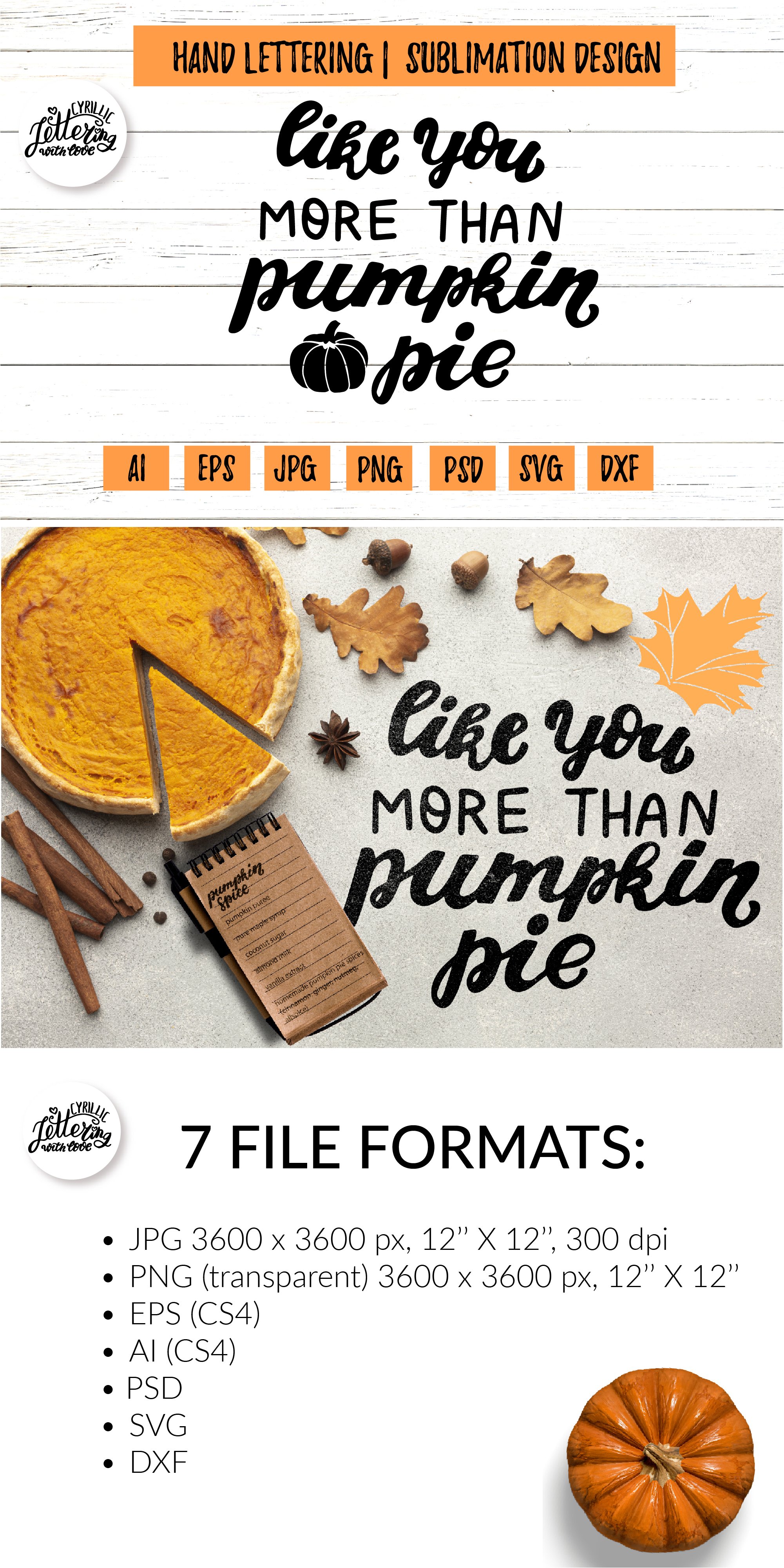 Like you more than pumpkin pie sublimation design for cricut