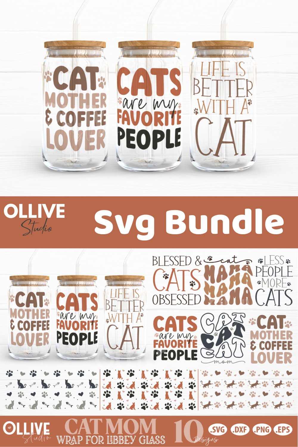 Cat Libbey Can Glass SVG Bundle | Cat Mom SVG (2268459)