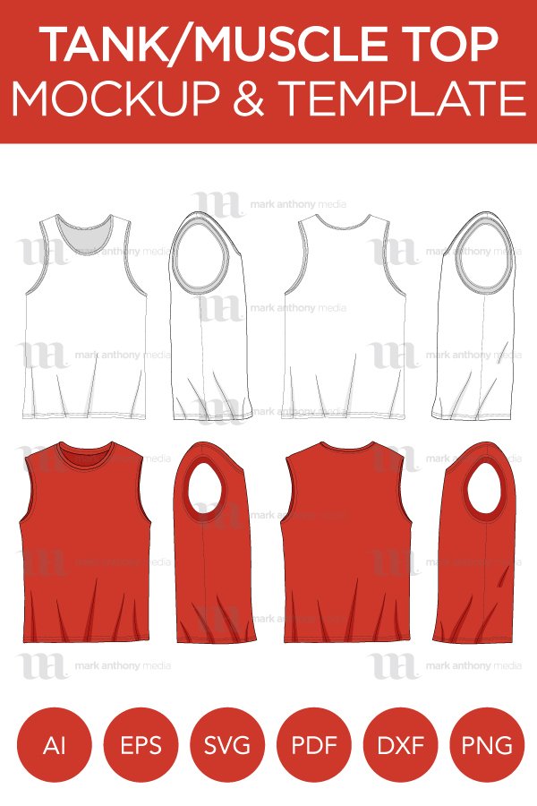 Tank Tops and Muscle Shirt Tops Vector Template Mockup