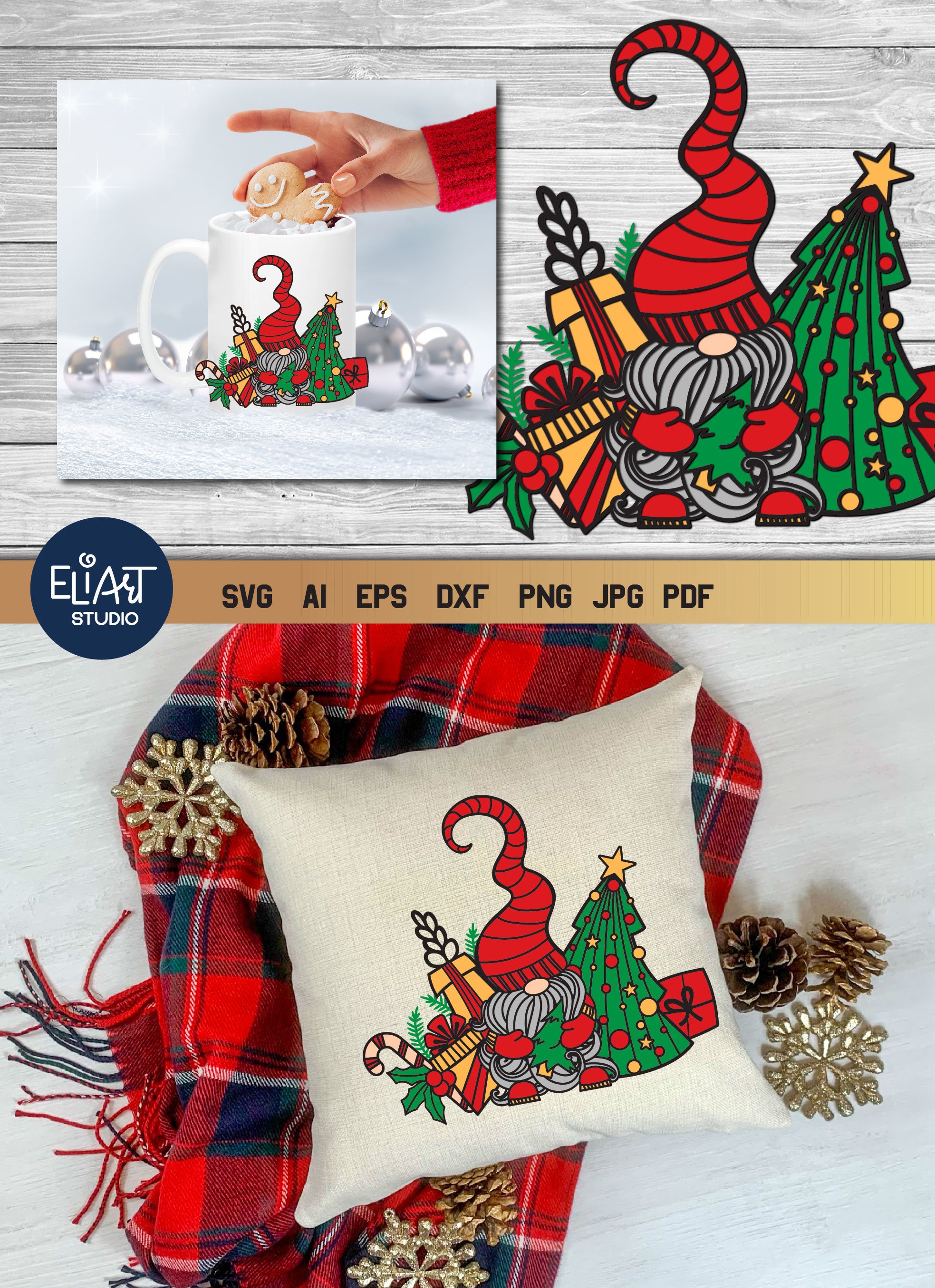 Christmas Gnome SVG | 3D Layered Gnome SVG (1100645)