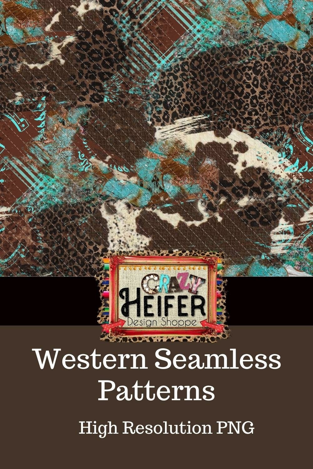 Seamless Western Pattern Cowhide Turquoise Cheetah (1837963)