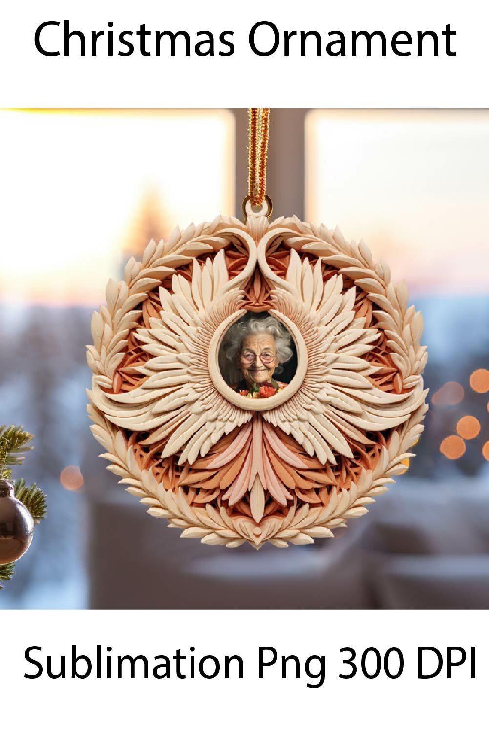Christmas Ornament. Memorial Templates. Angel Wings Png.