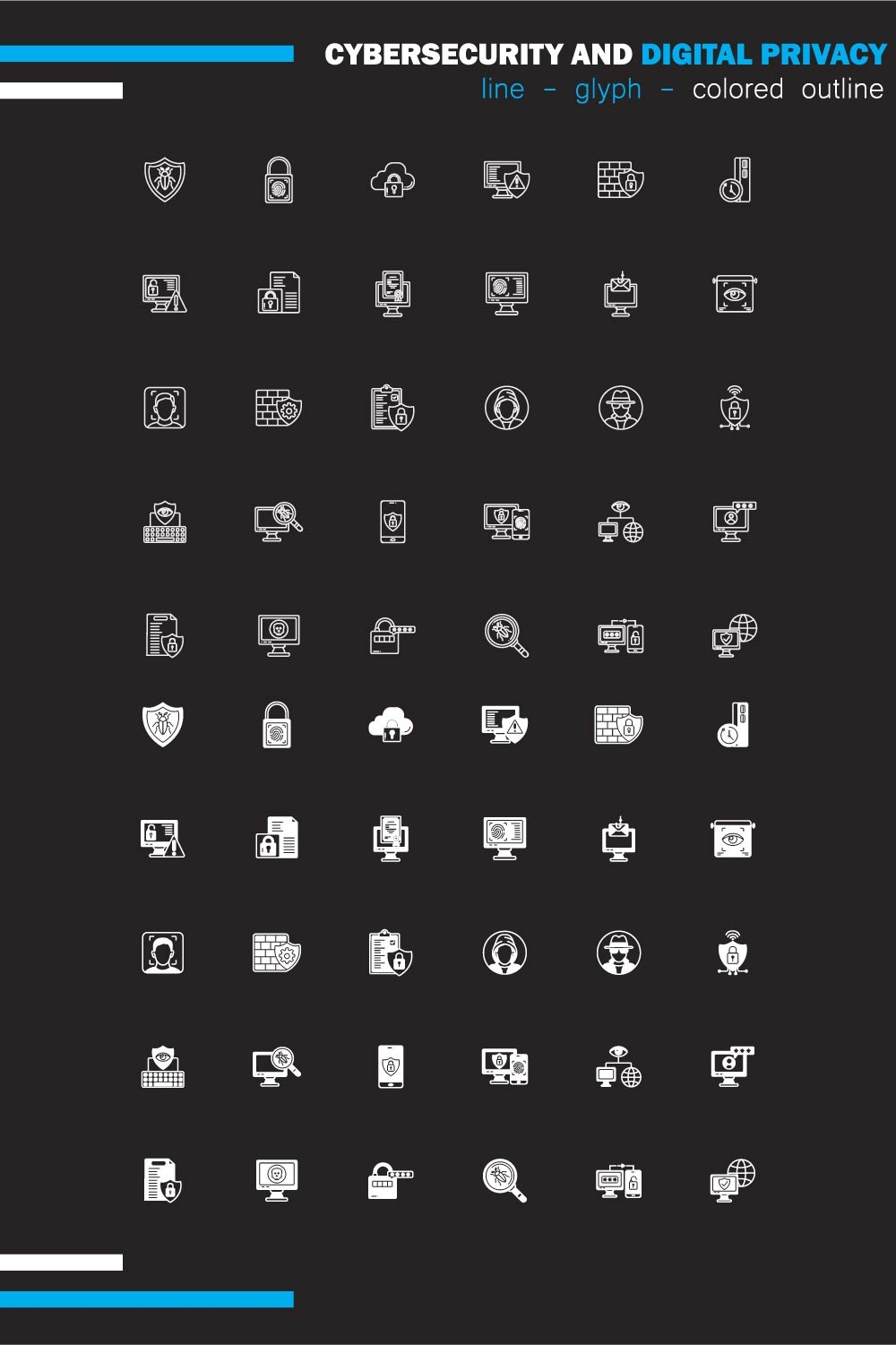 Privacy Risk Icons Tech Cybersecurity and Digital Privacy Icon Pack
