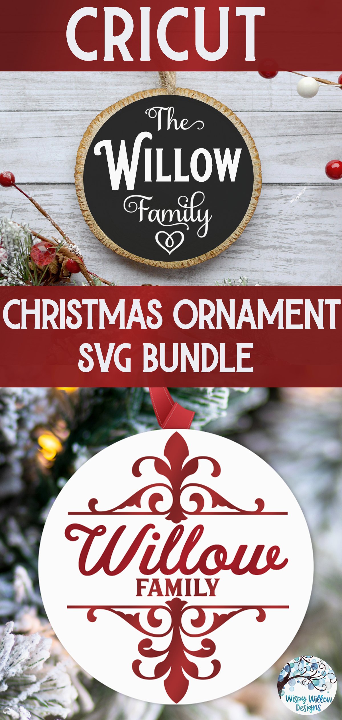 Family Name Round Christmas Ornament SVG Bundle