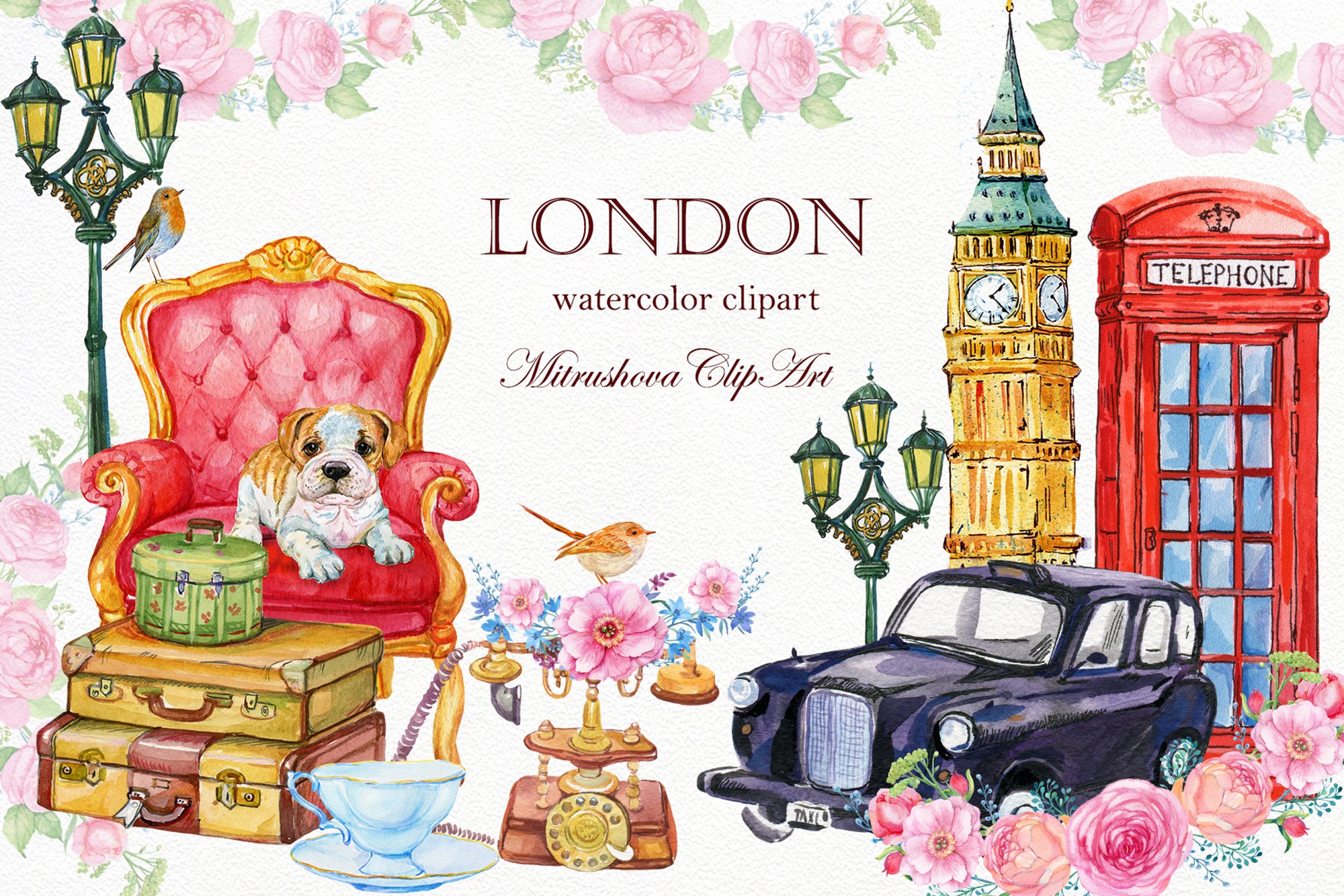 London Clipart Watercolor