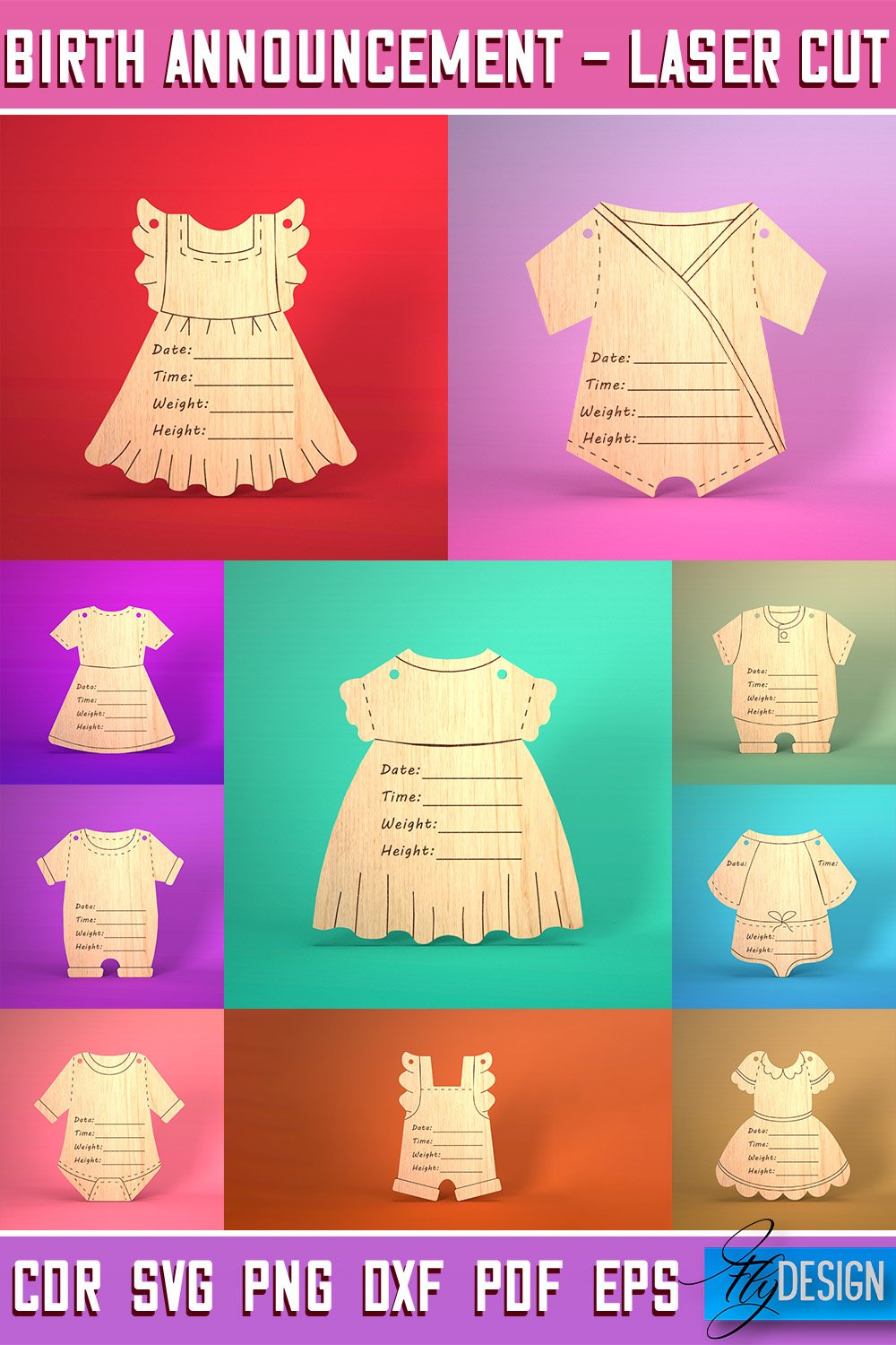 Birth Announcement Laser Cut SVG | Baby Shower (2619464)