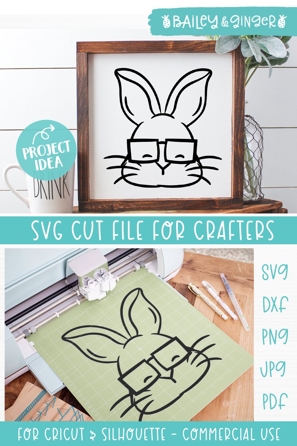 Bunny Face With Glasses For Easter SVG Cut File