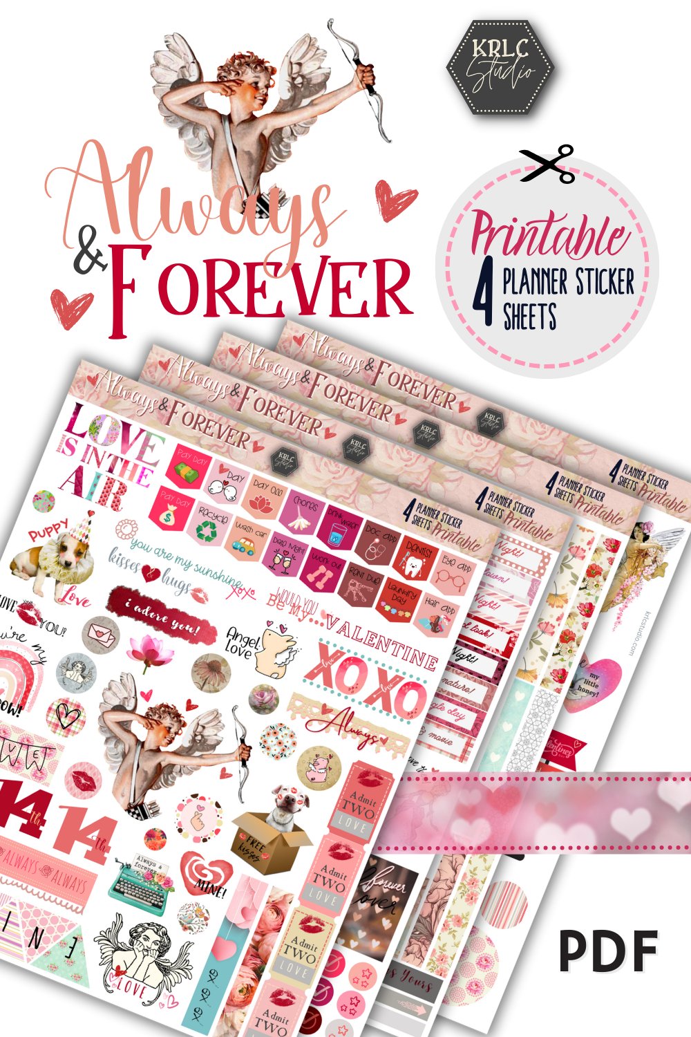 Always &amp; Forever - 4 PRINTABLE Planner Stickers Sheets