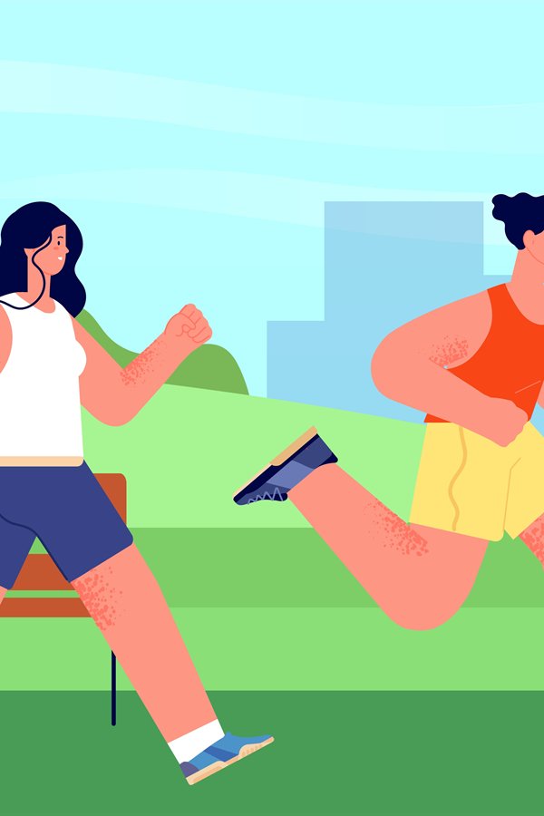 Runners in park. Outdoor athlete, runner jogging summer mara