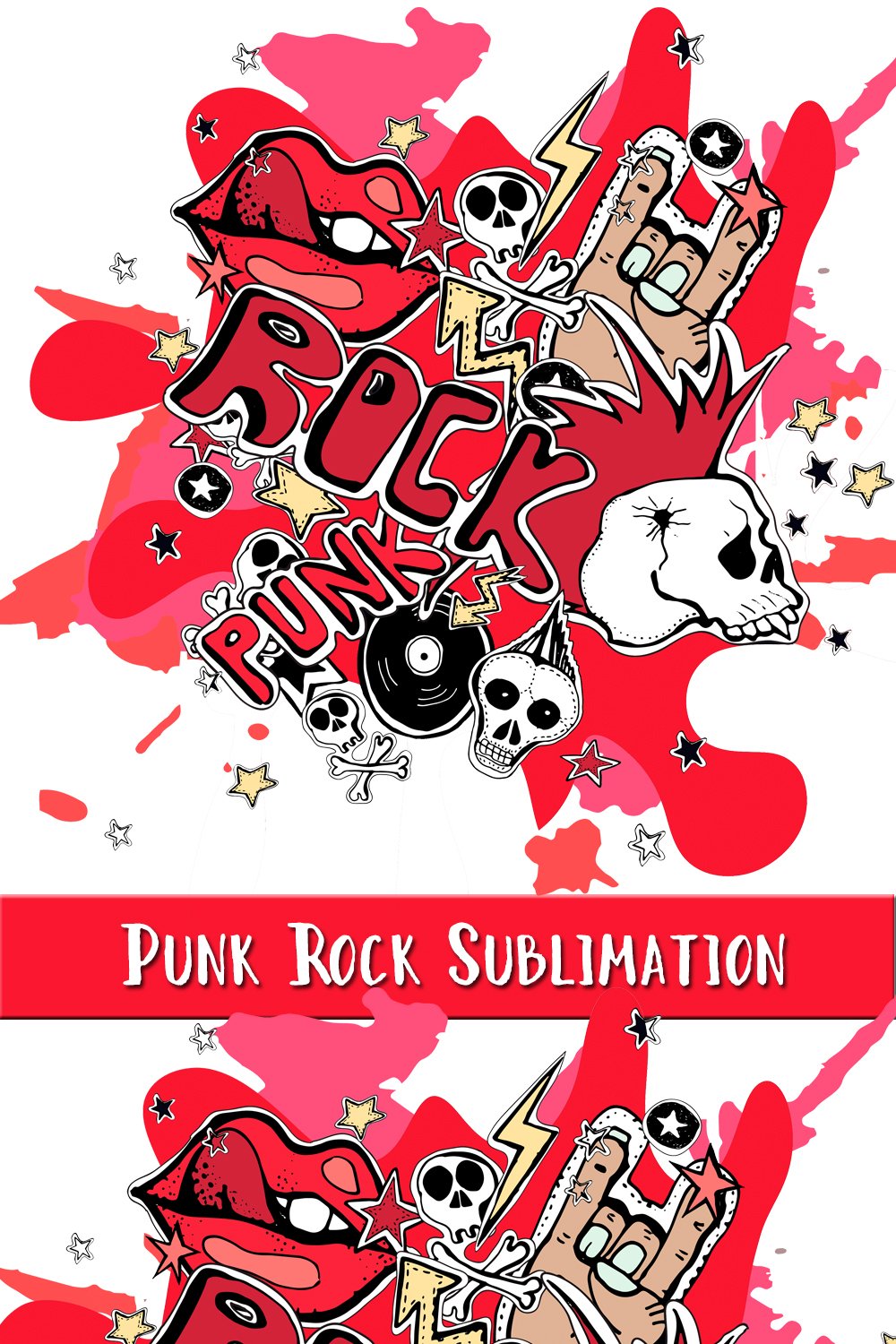 Punk Rock Sublimation Design, Skull Sublimation Design, PNG