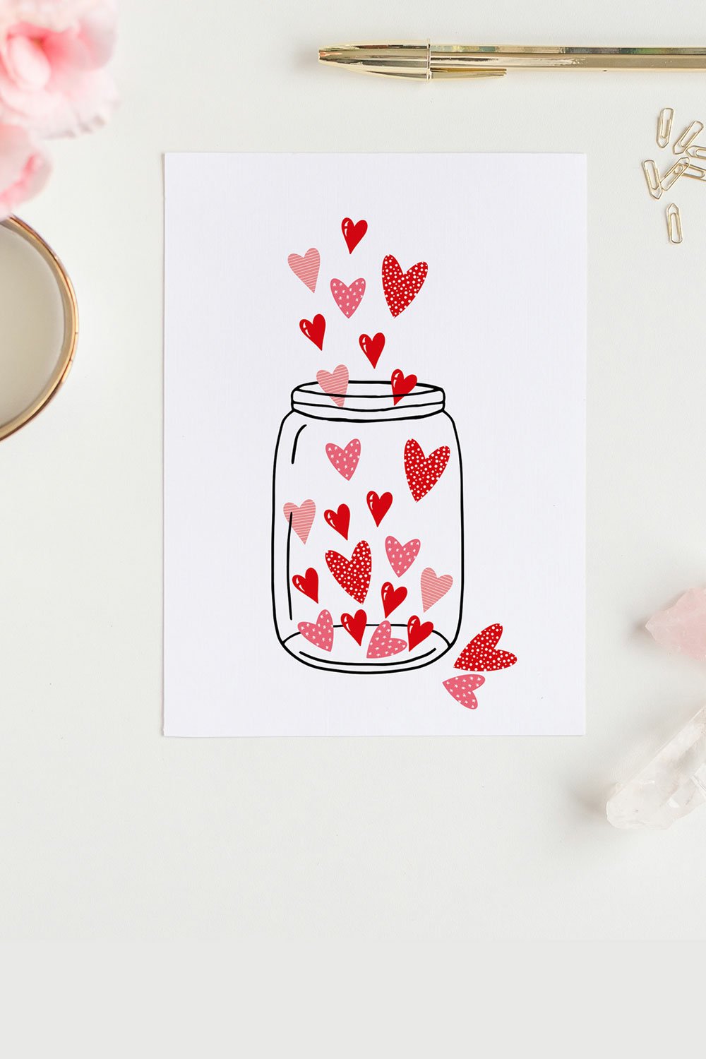 Mason jar of hearts clipart