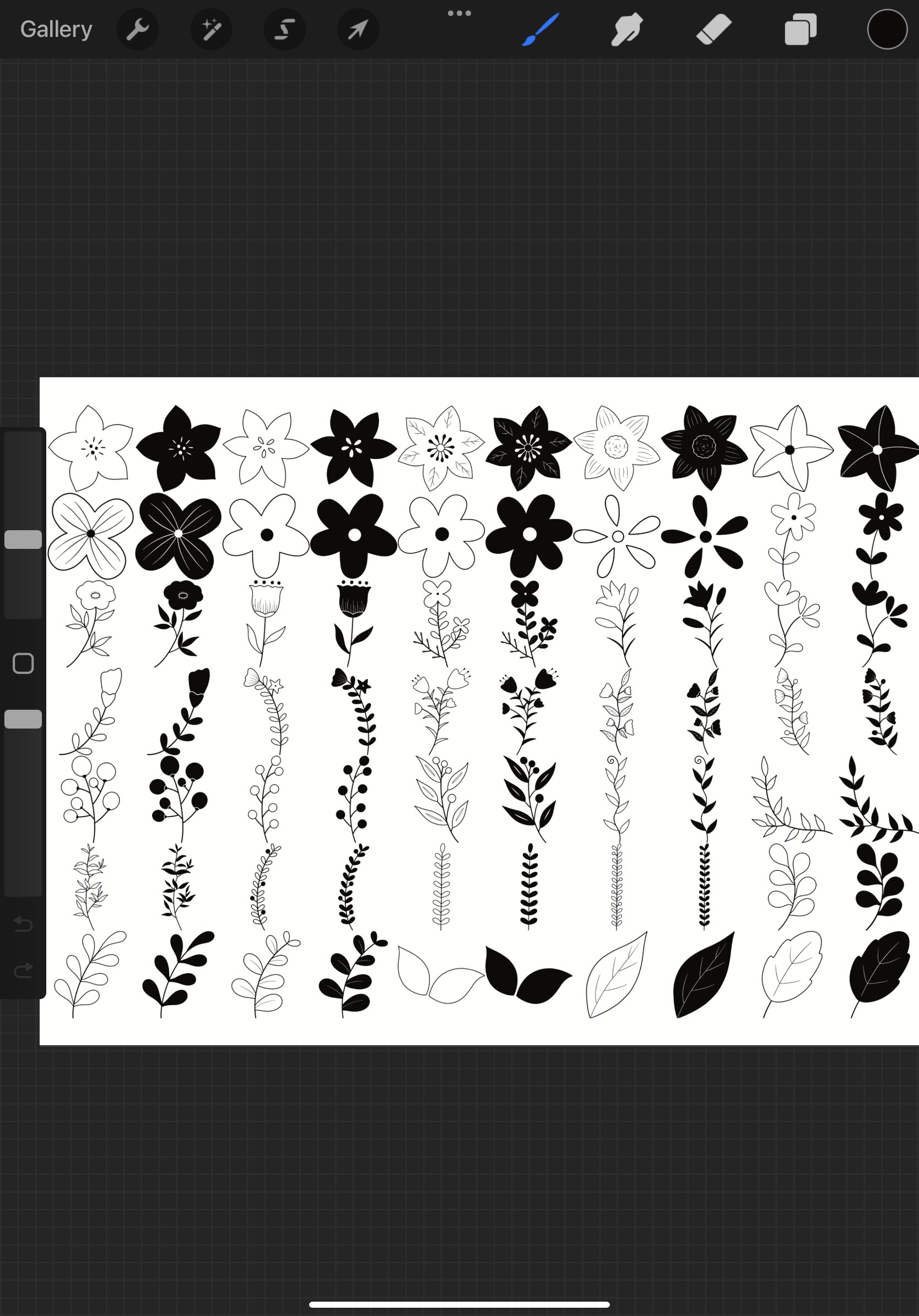 Floral Flower Set 5 Procreate Brush Stamps, 70 Floral Stamps