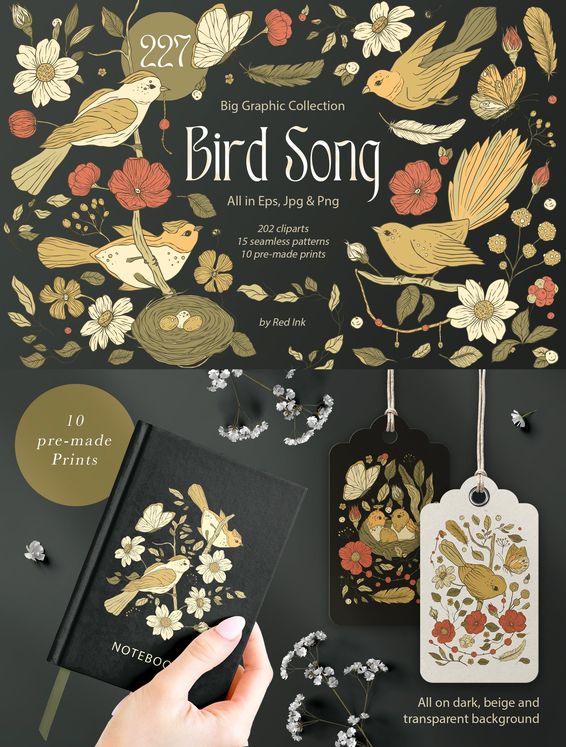 Birds and Flowers Floral Bundle.