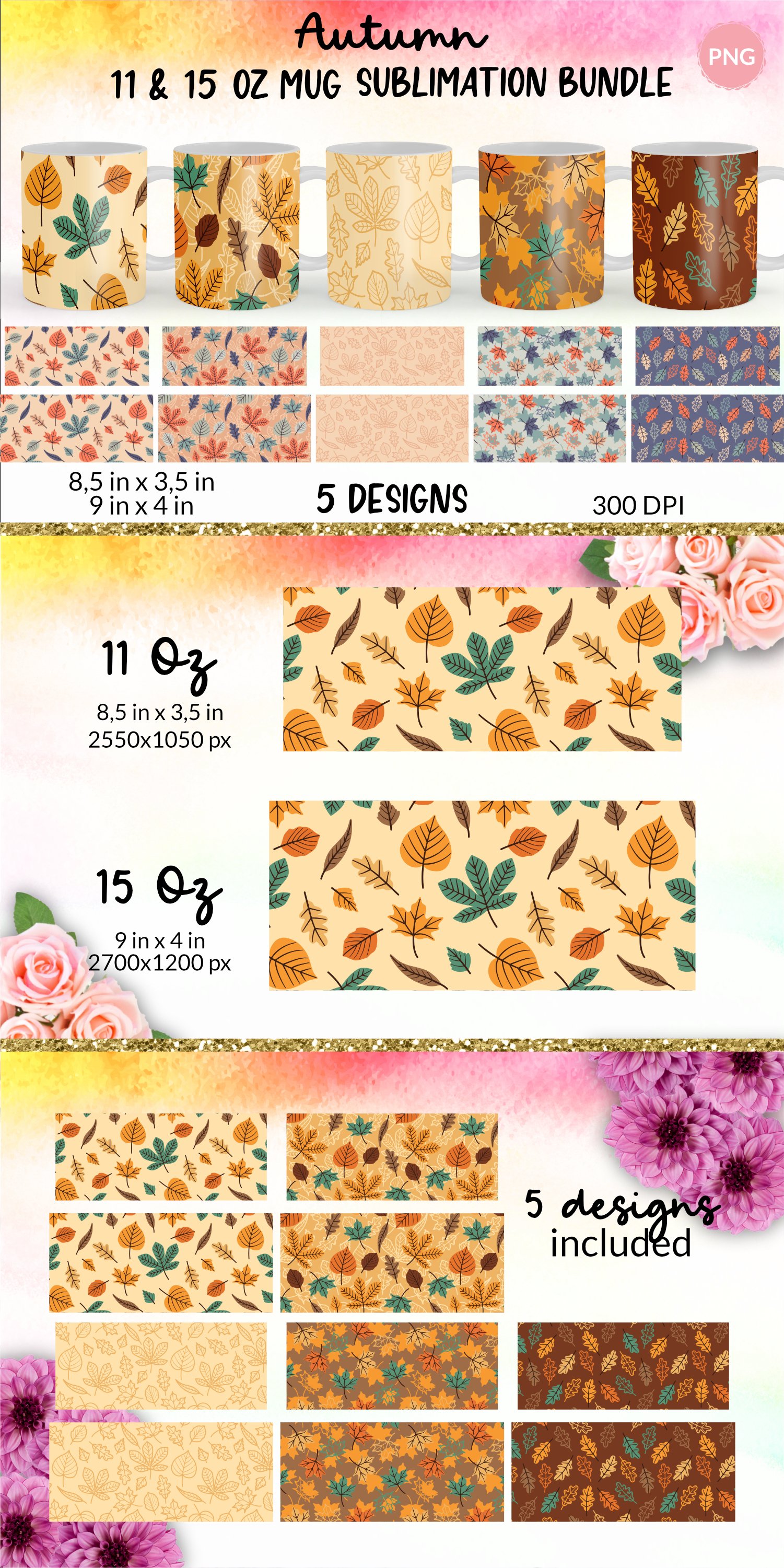 Fall mug wrap sublimation designs bundle Mug printing design