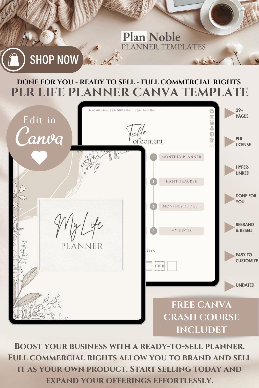 Ultimate PLR Life Planner - Hyperlinked Canva Template