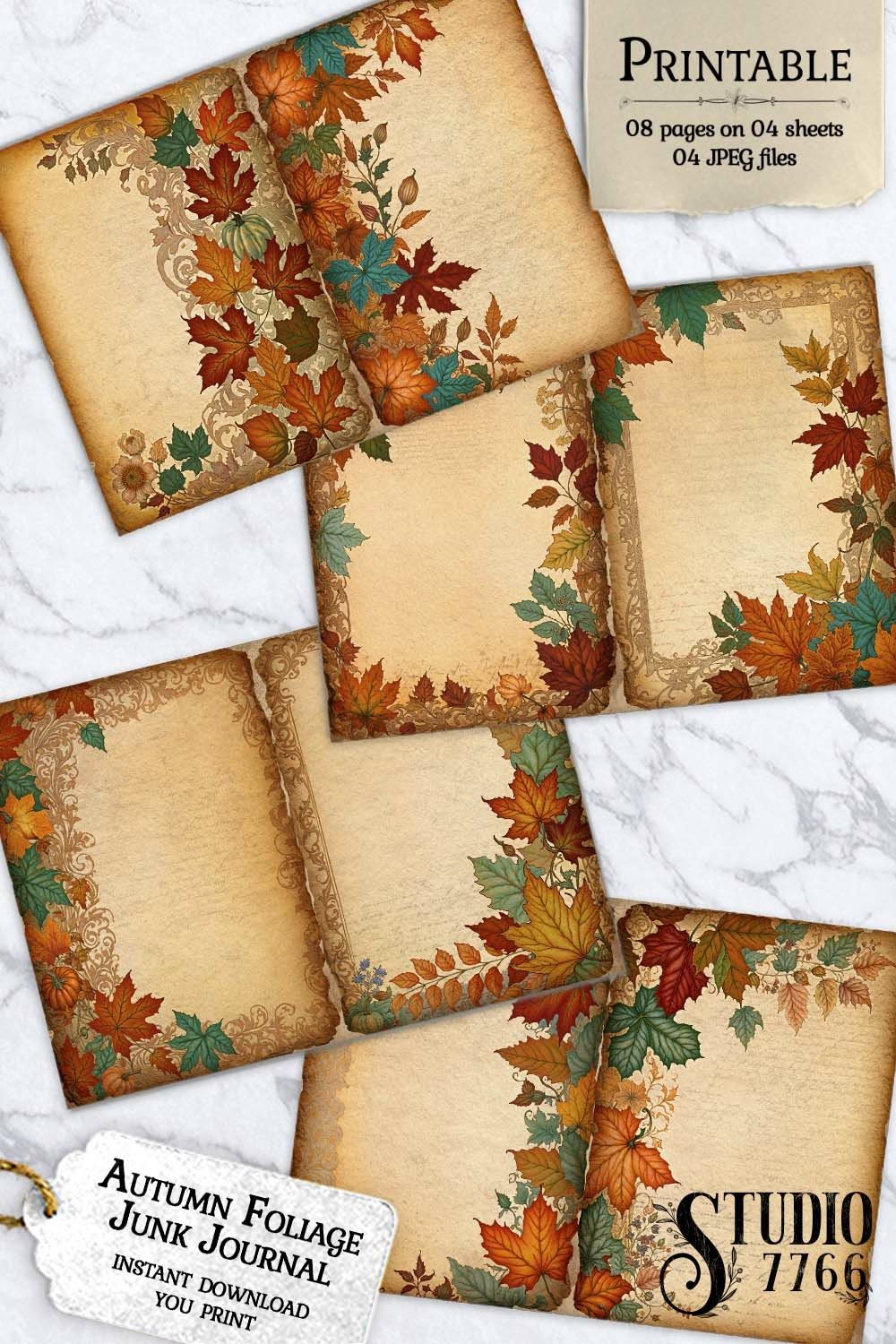 Autumn Foliage Junk Journal Pages