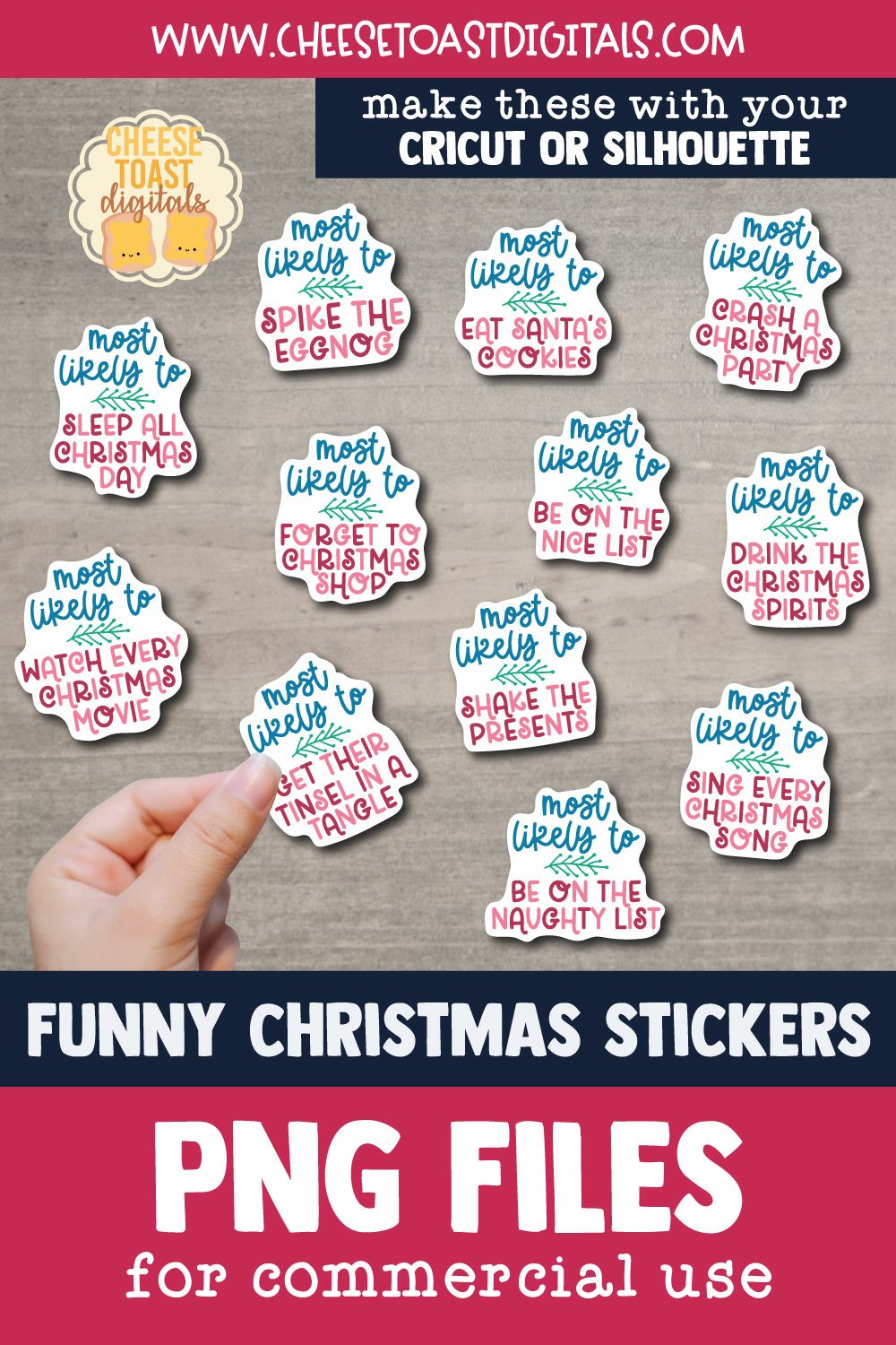 Funny Christmas Stickers Bundle 12 Most Likely To Designs