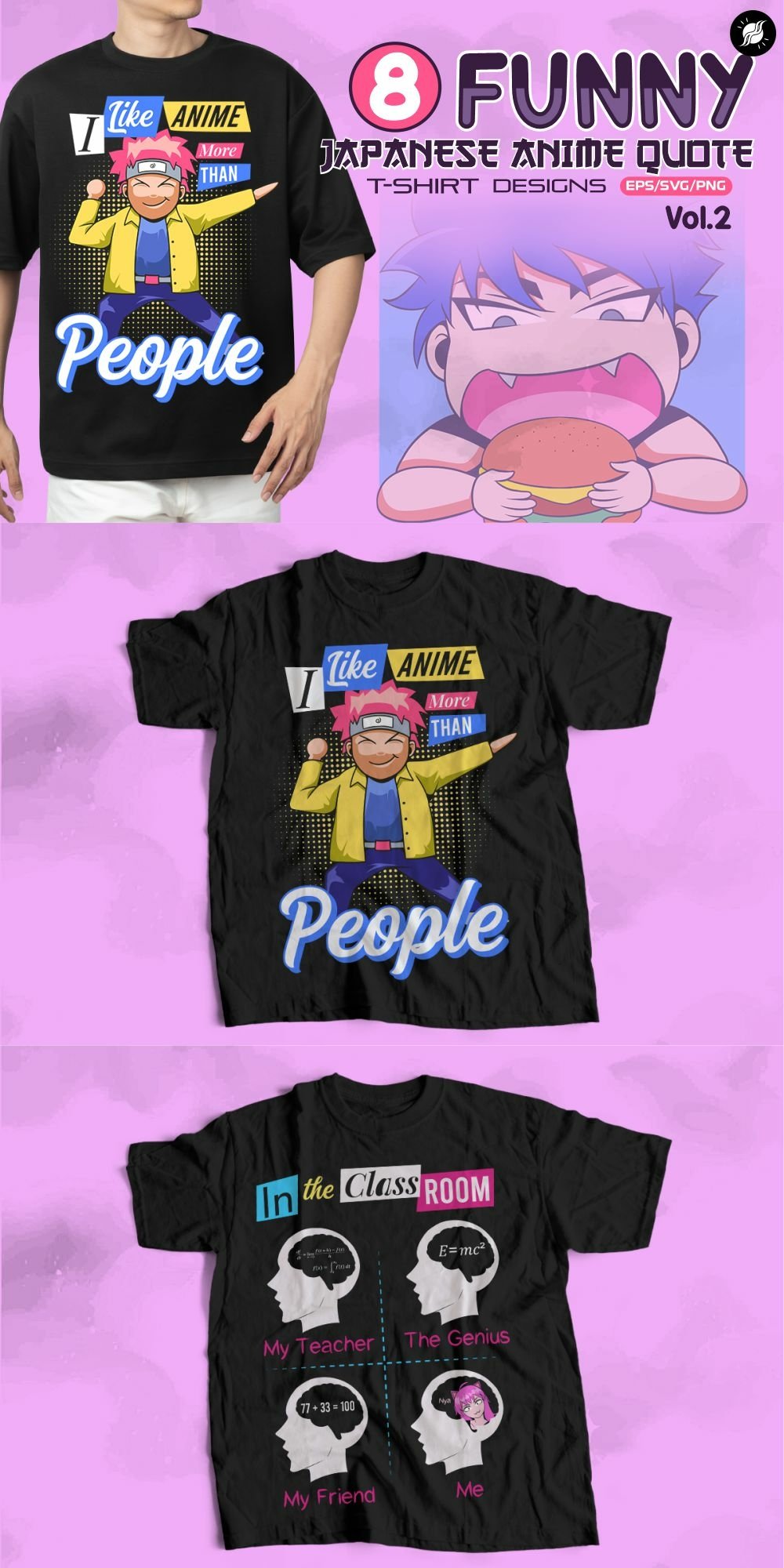 Funny Japanese Anime Quotes T-shirt Designs Bundle Vol 2, image size:1000x2000