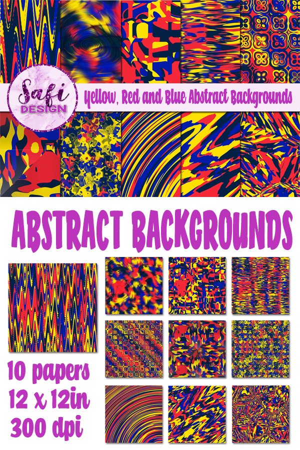 Yellow, Red and Blue Abstract Backgrounds