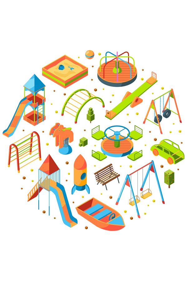 Vector isometric playground objects illustration (845586)