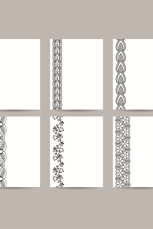 Business cards with black ornamental borders