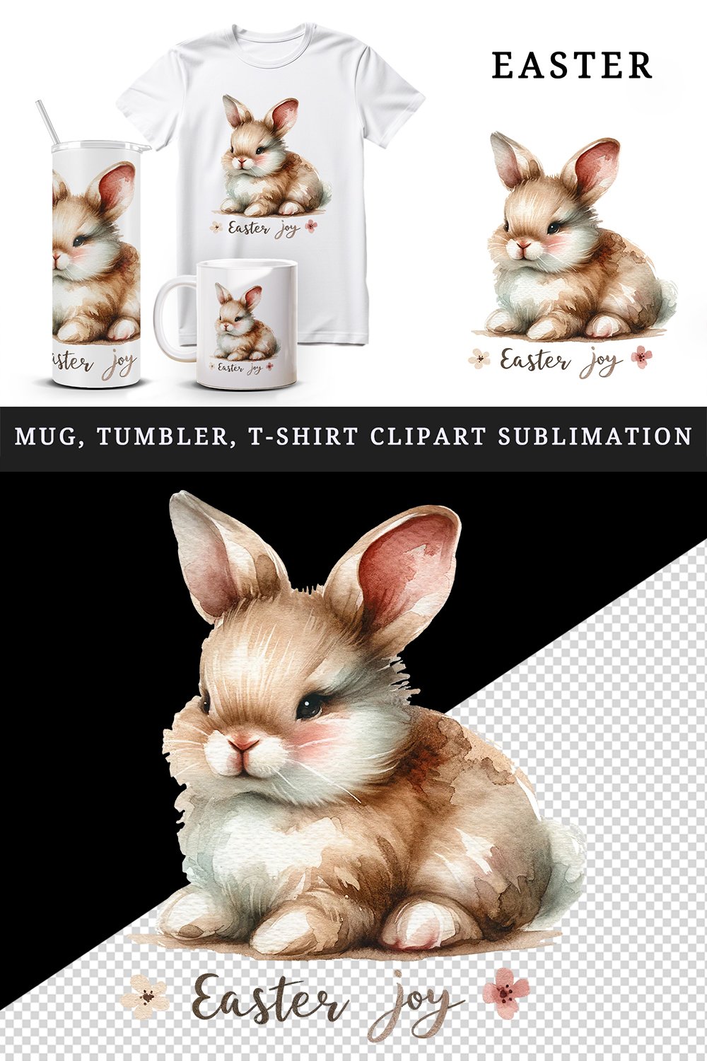 Easter bunny tumbler mug wrap clipart sublimation design png