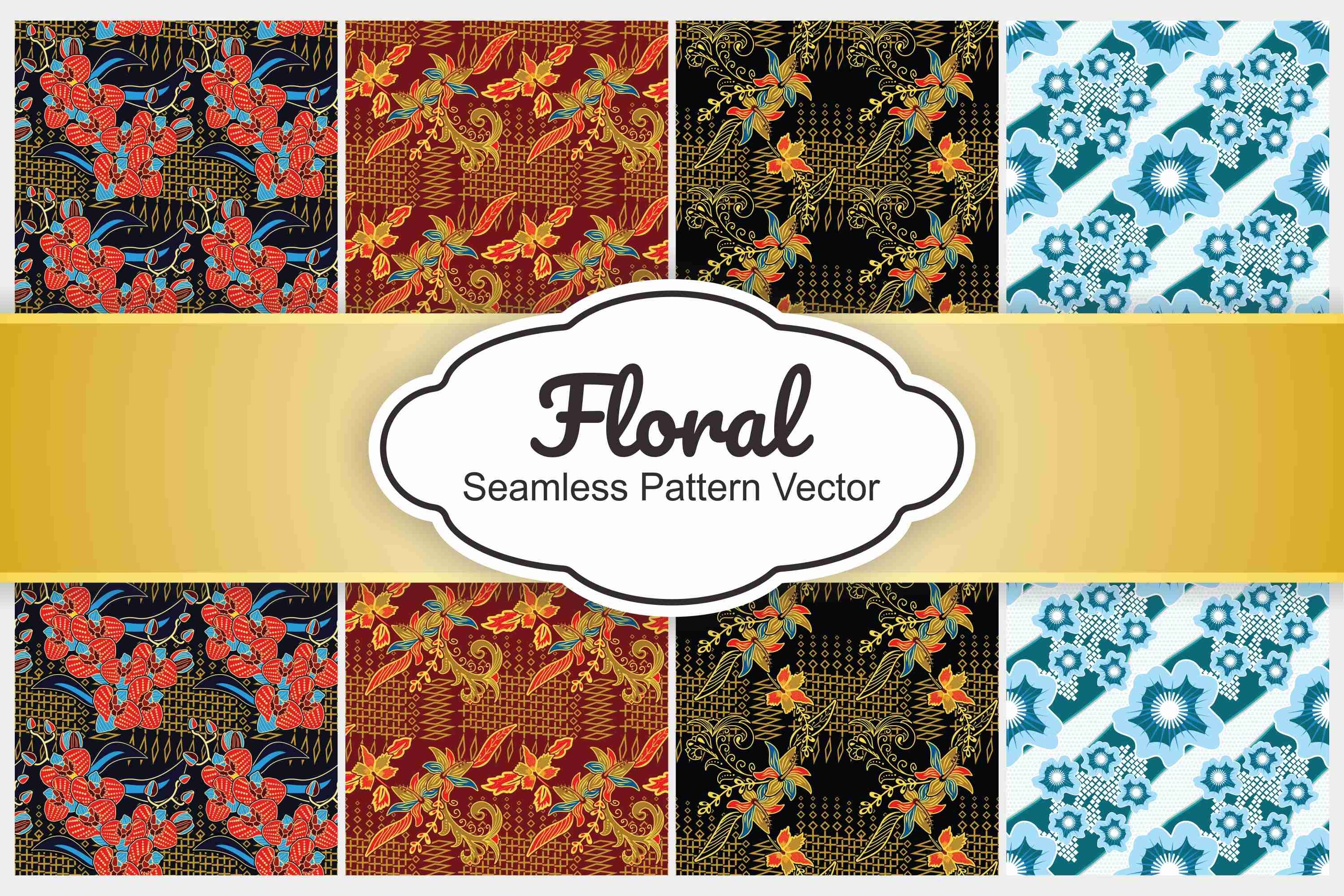 4 collection floral Seamless Pattern Vector