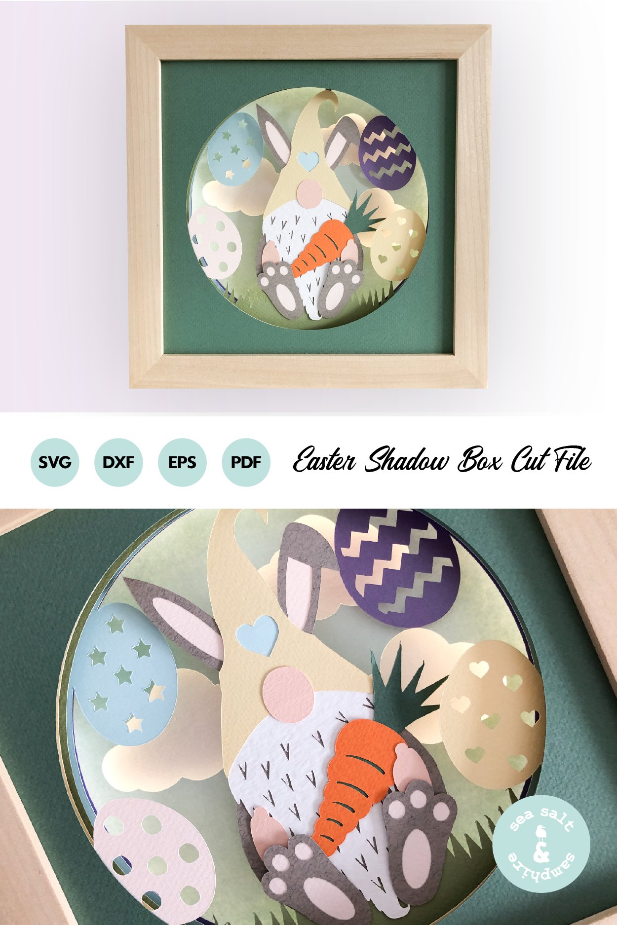 Easter Gnome 3D Shadow Box SVG Layered Paper Cut Template