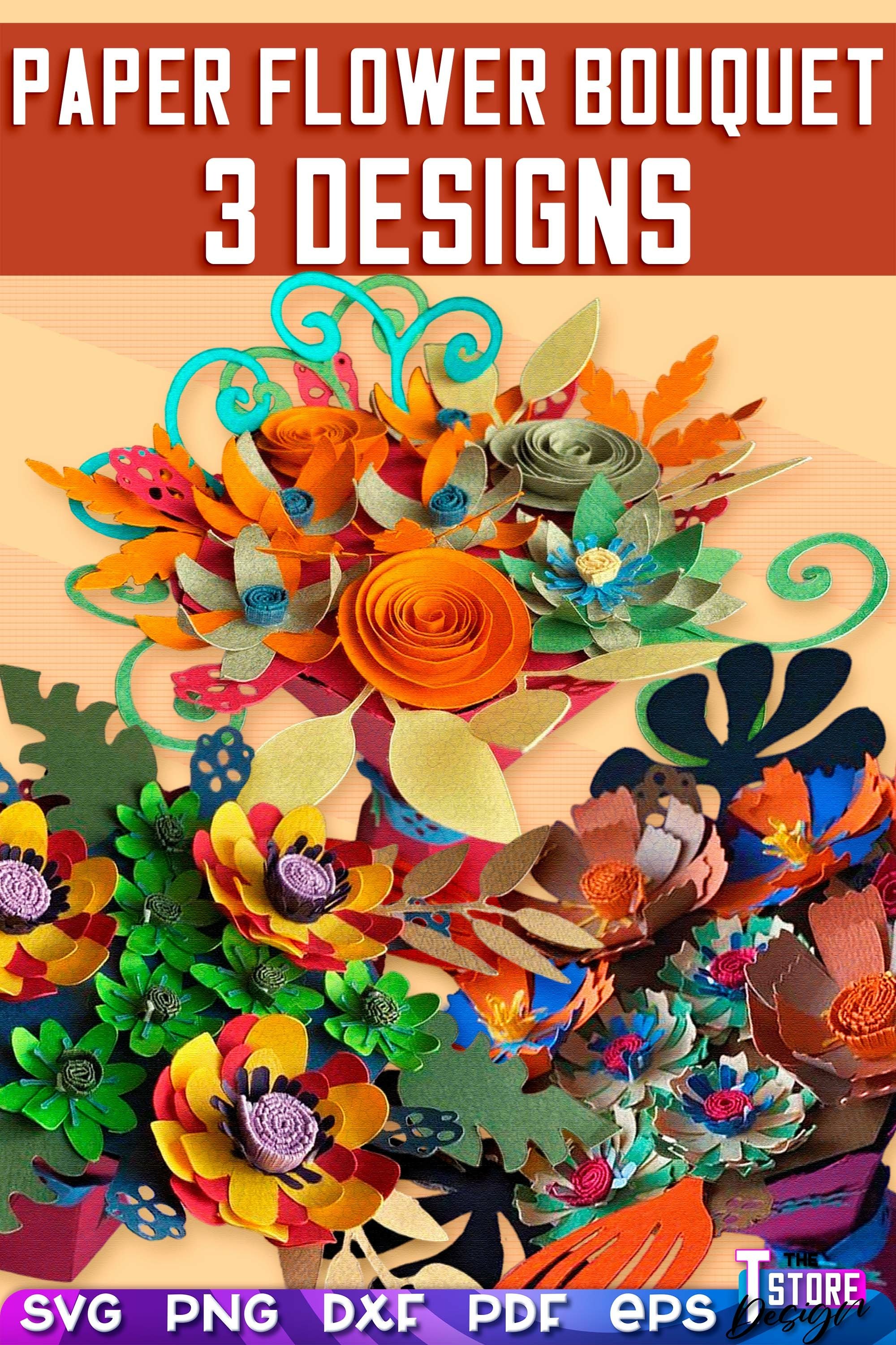 Paper Flower Bouquet SVG Design Flower Bouquet (2625194)