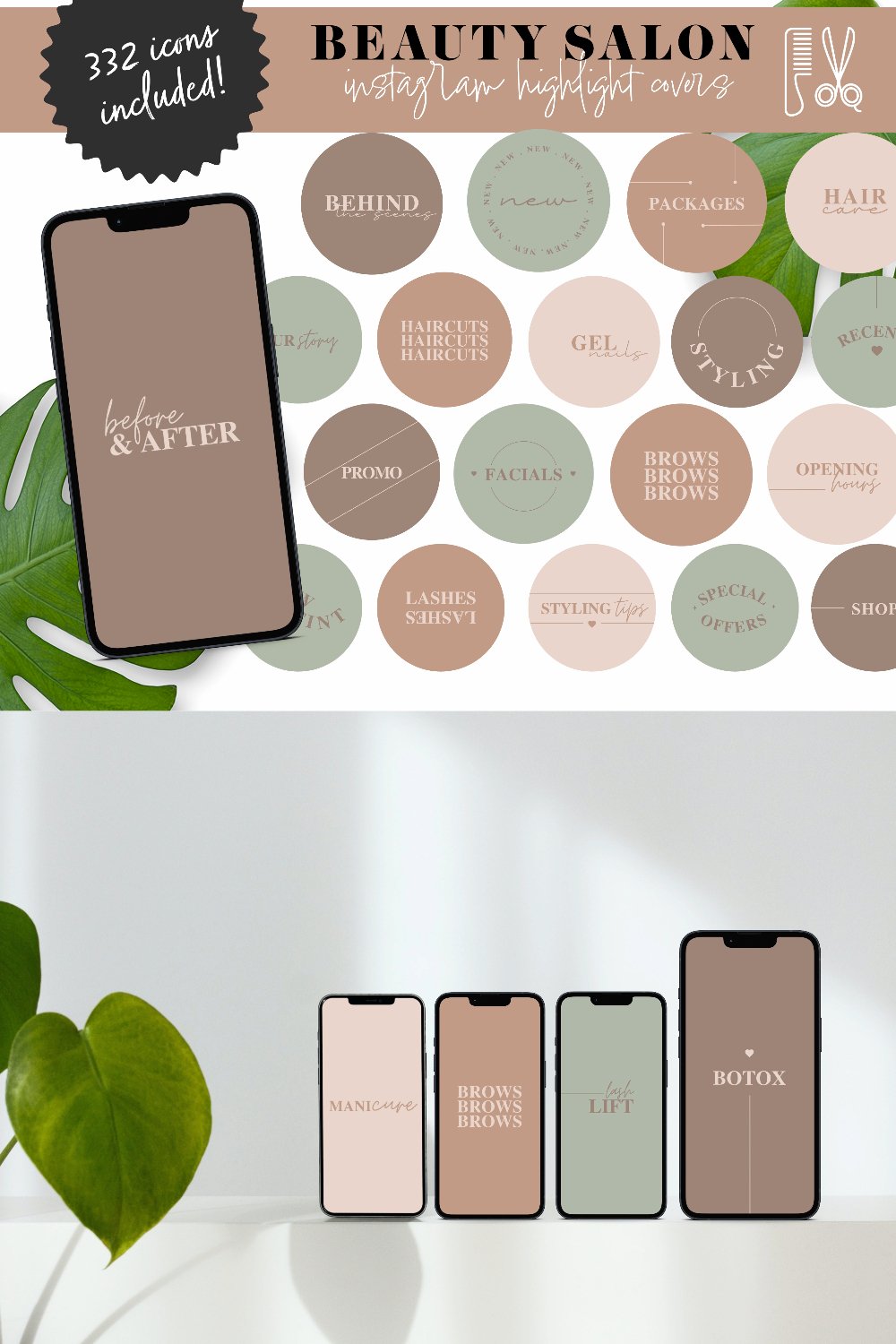 peach beauty salon instagram icons canva editable