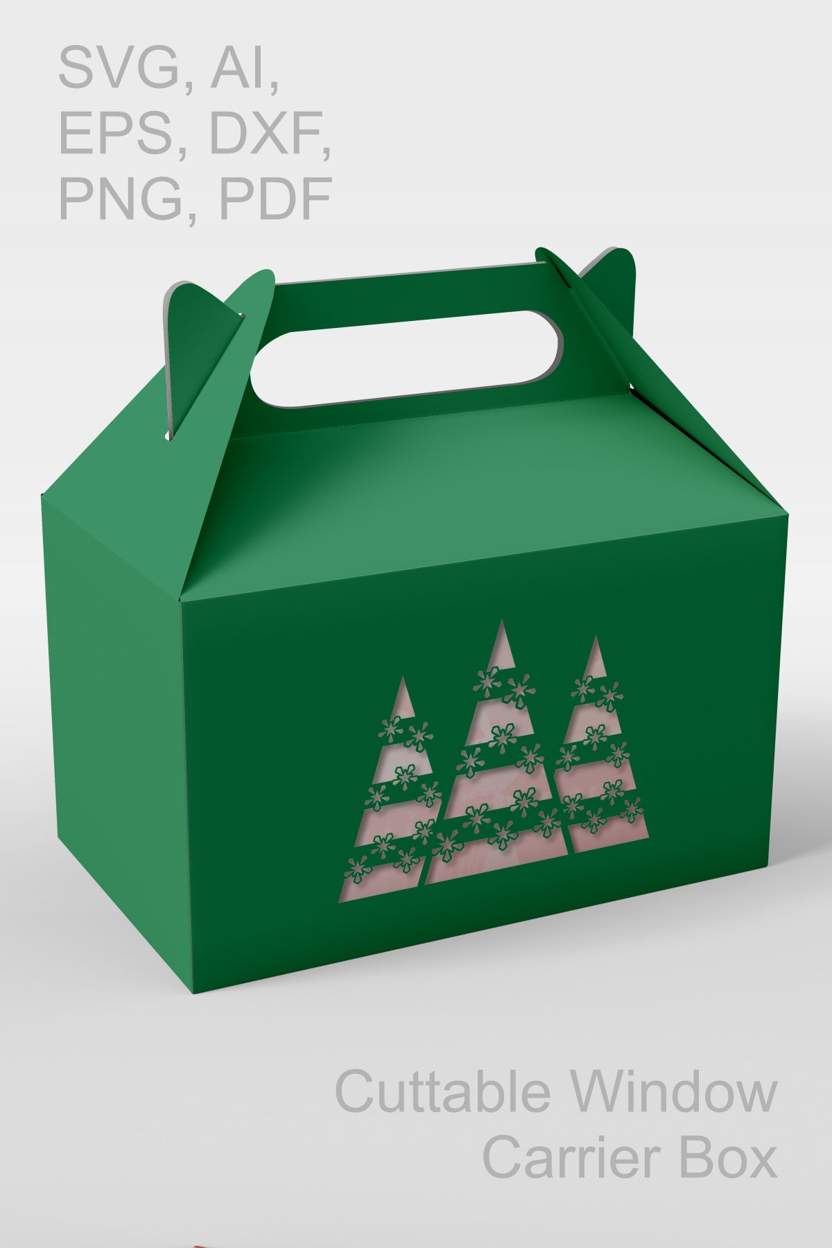 Striped X mas Trees Carrier Box Favor Box Template