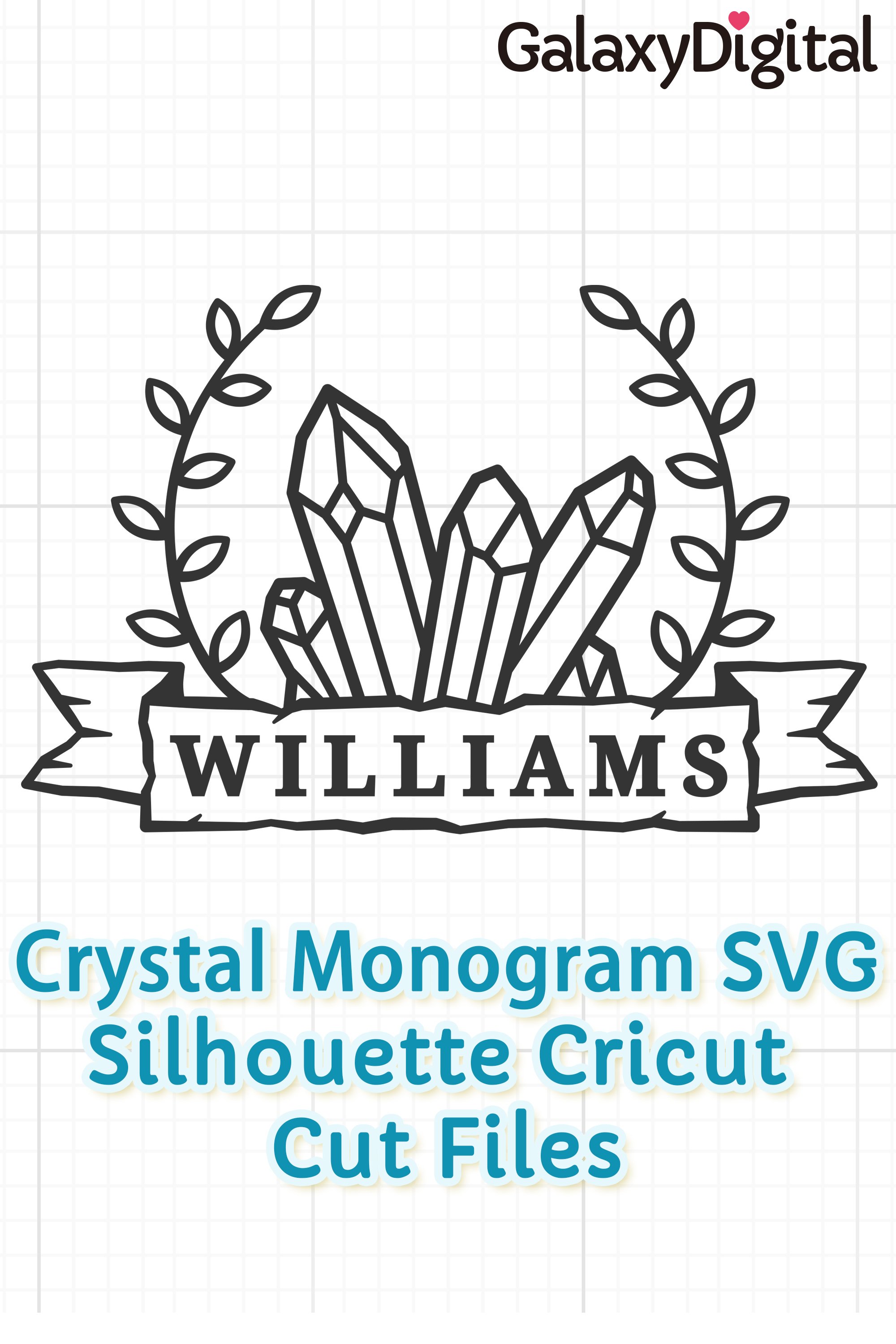 Crystal SVG, Crystal Monogram SVG, Floral Crystal