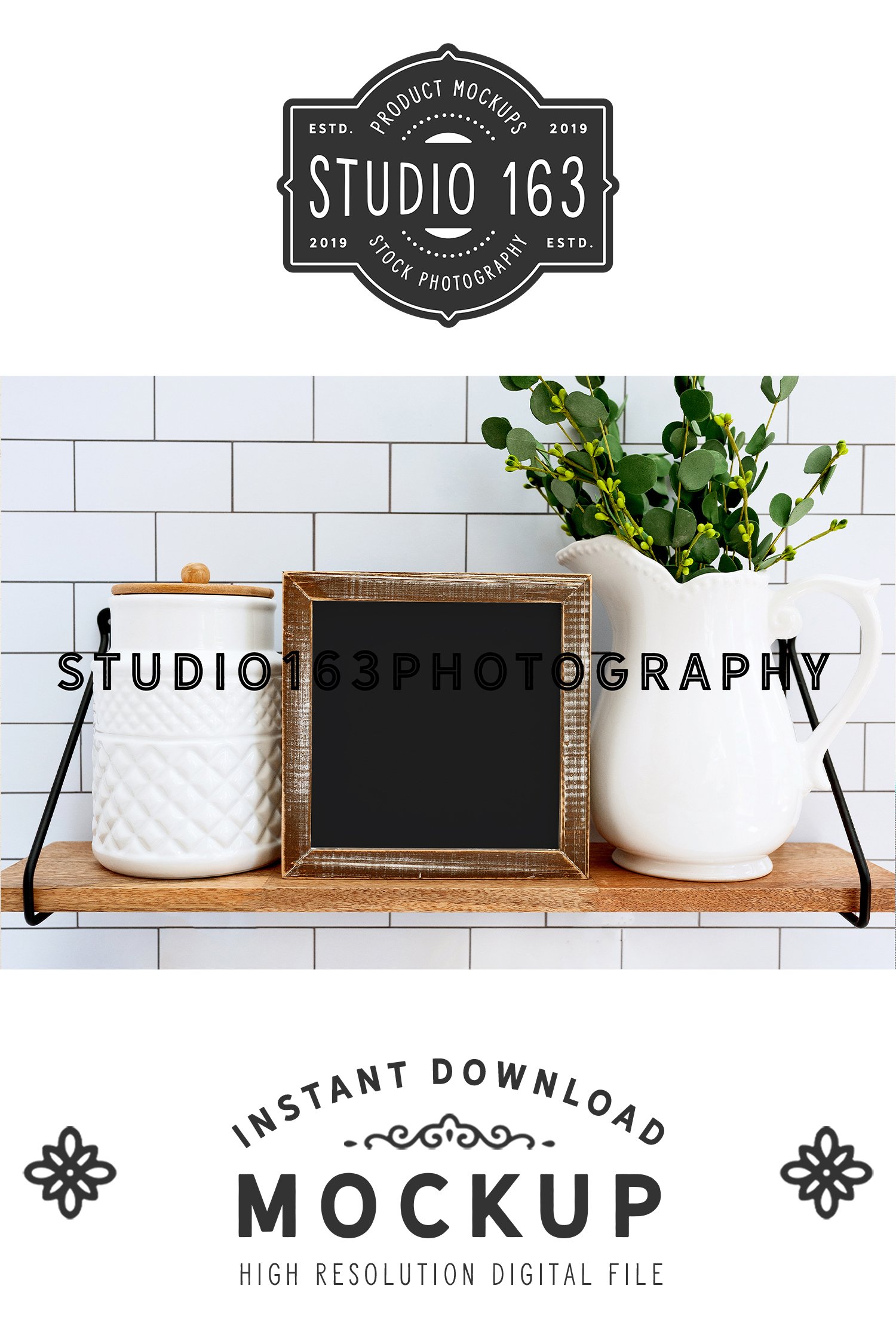 6x6 Square Wood Sign Mockup, Black Sign, Square (1173717)